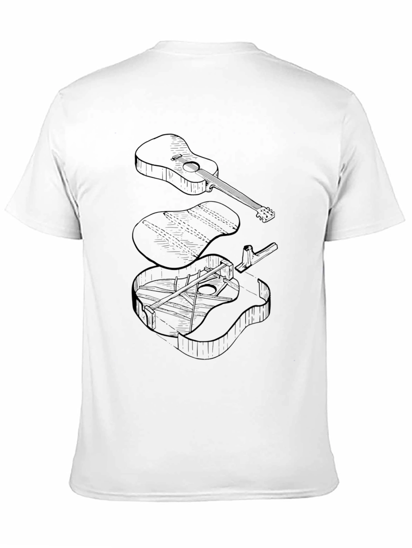 Exploded Guitar Diagram Black Graphic Tee