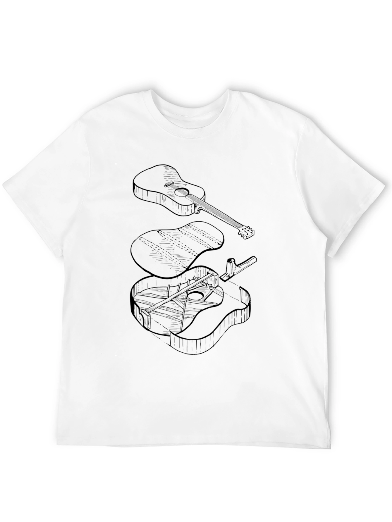 Exploded Guitar Diagram Black Graphic Tee