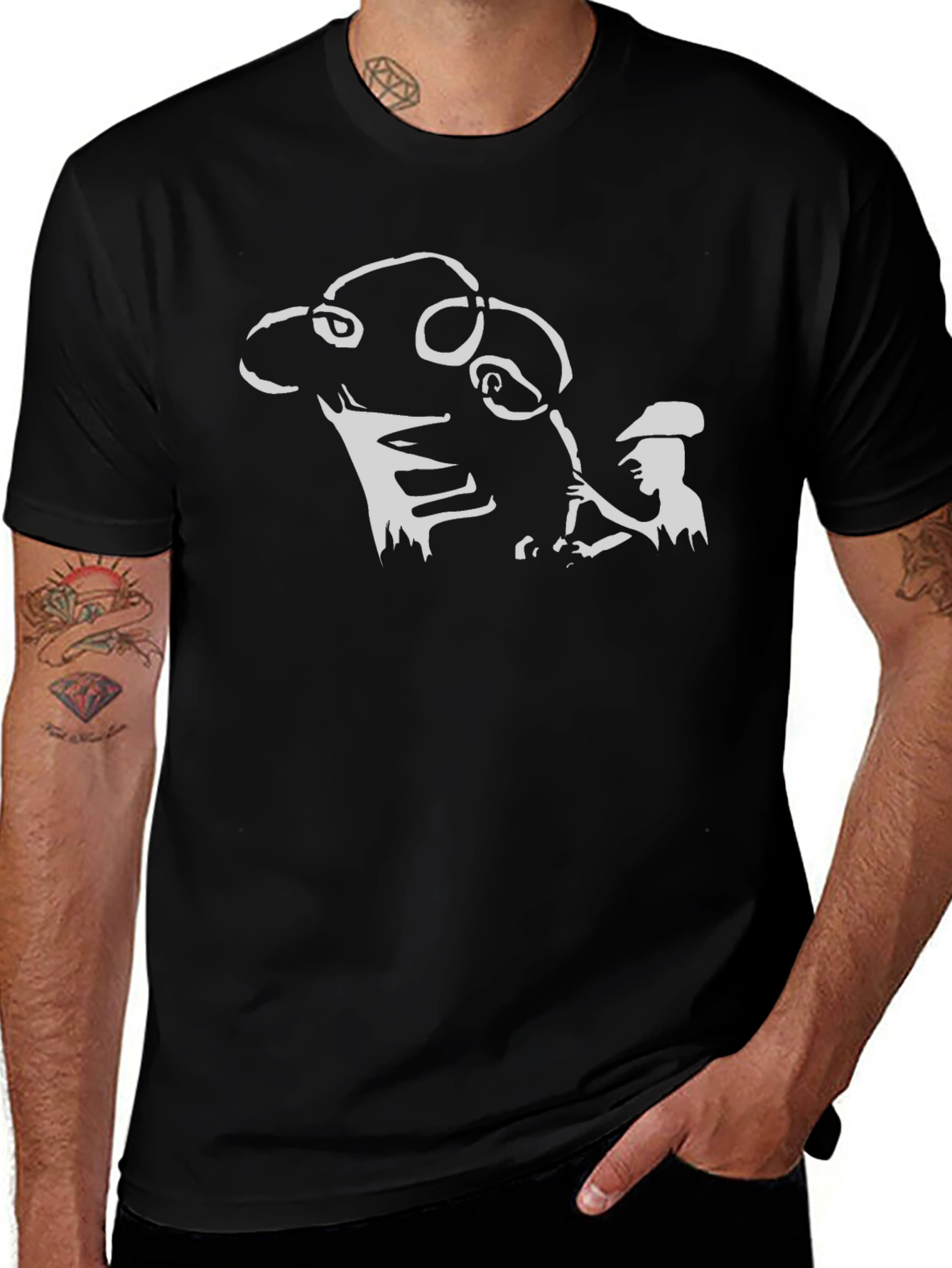 Silhouette Graphic Tee - Black Cotton Blend