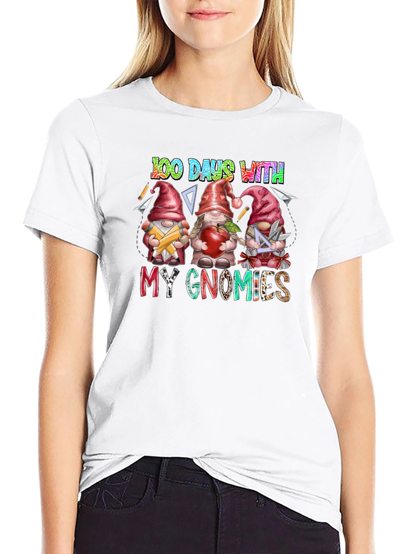 100 Days With My Gnomies Black T-Shirt