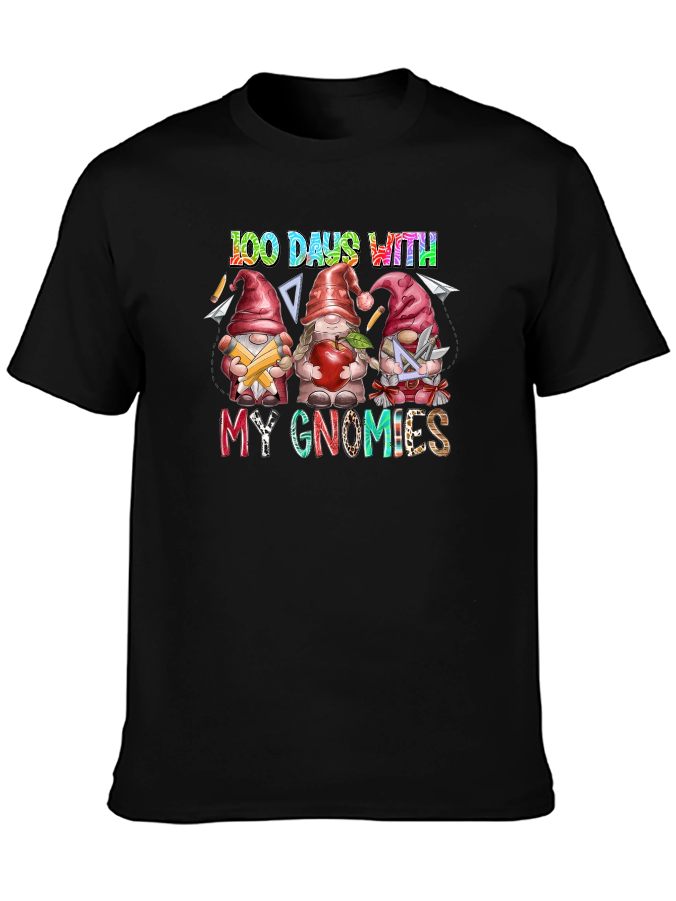 100 Days With My Gnomies Black T-Shirt