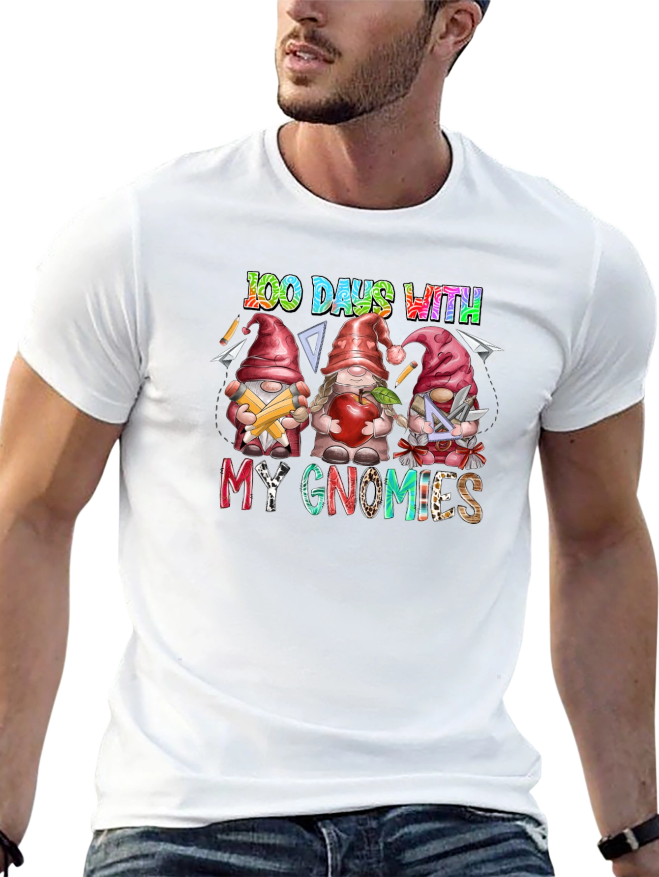 100 Days With My Gnomies Black T-Shirt