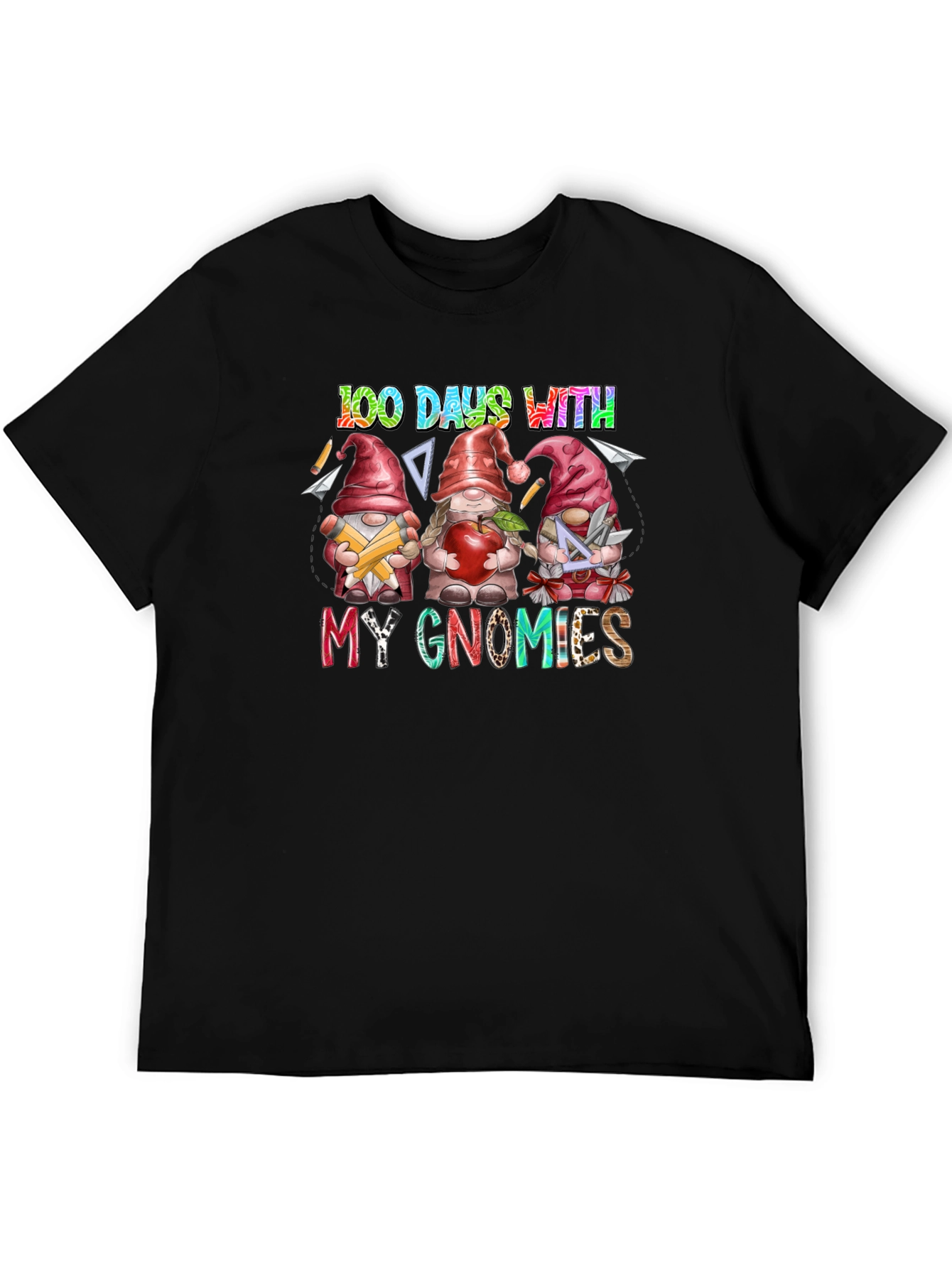 100 Days With My Gnomies Black T-Shirt