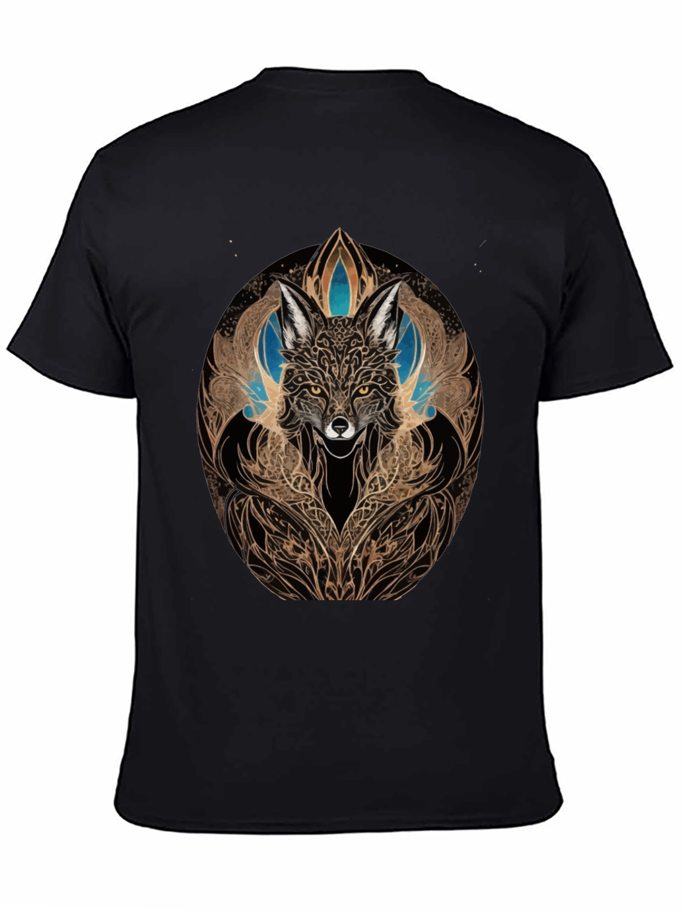 Mystic Fox Art Black T-Shirt - Unique Design