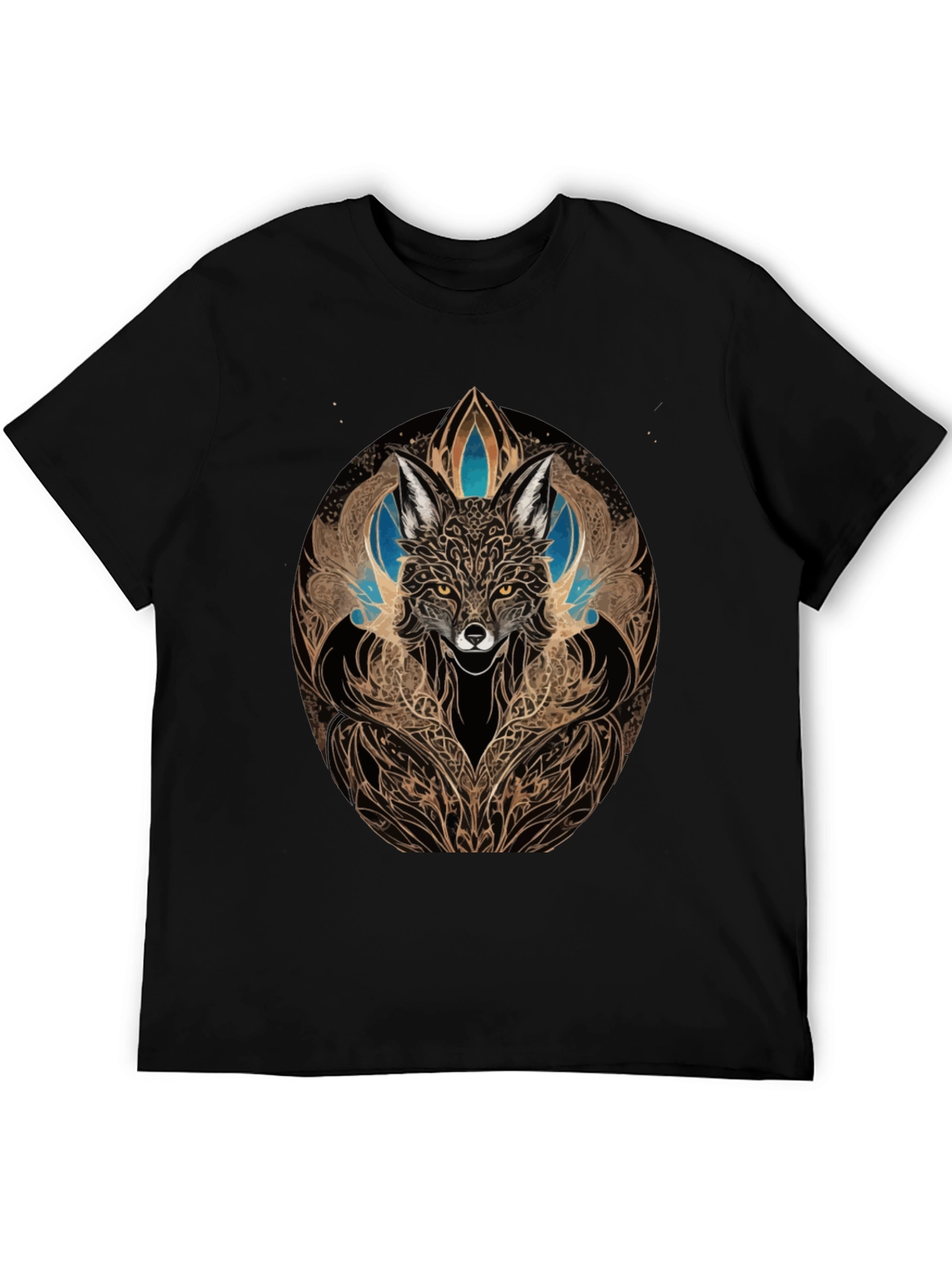 Mystic Fox Art Black T-Shirt - Unique Design
