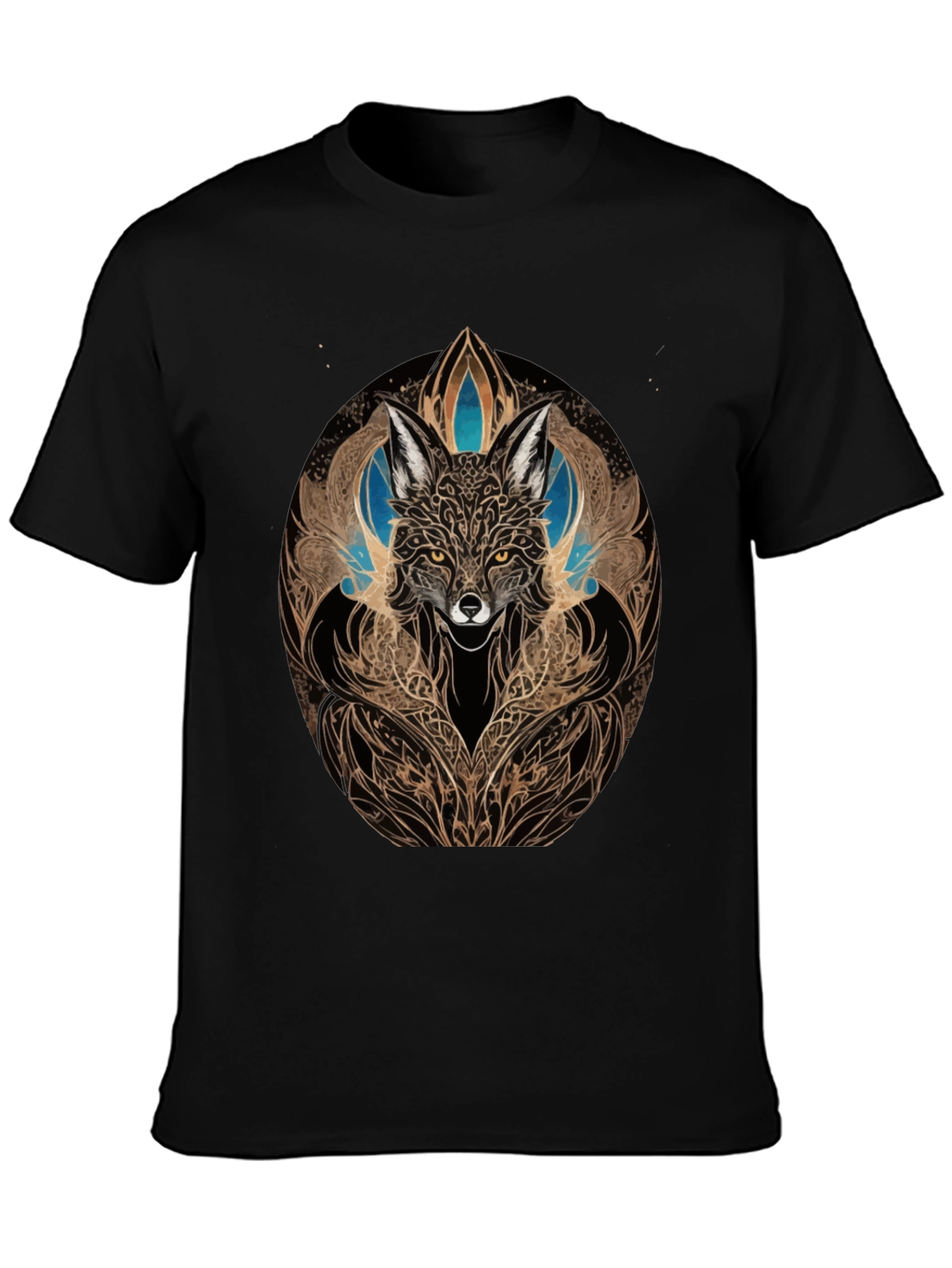 Mystic Fox Art Black T-Shirt - Unique Design