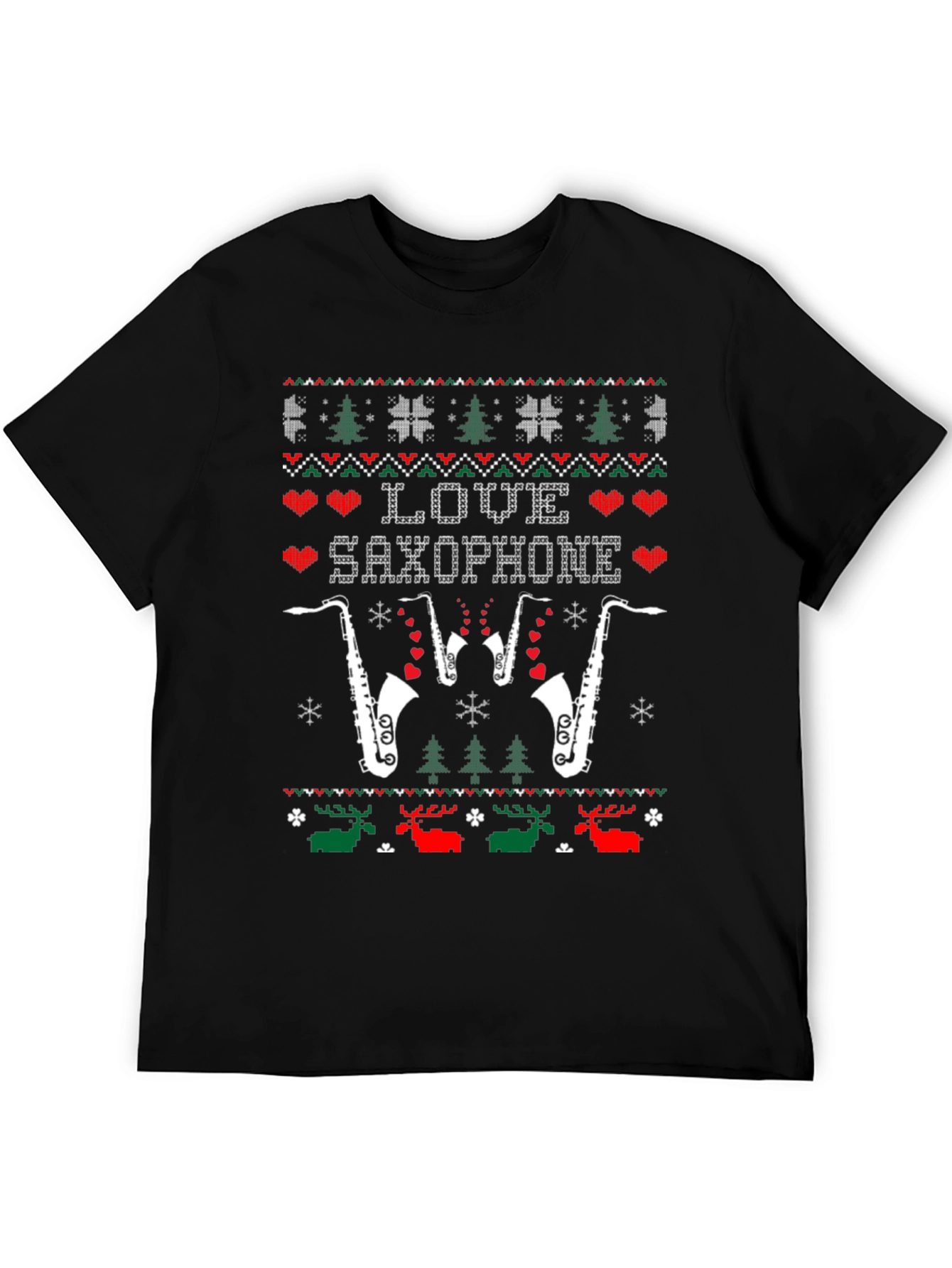 Love Saxophone Ugly Christmas Sweater T-Shirt