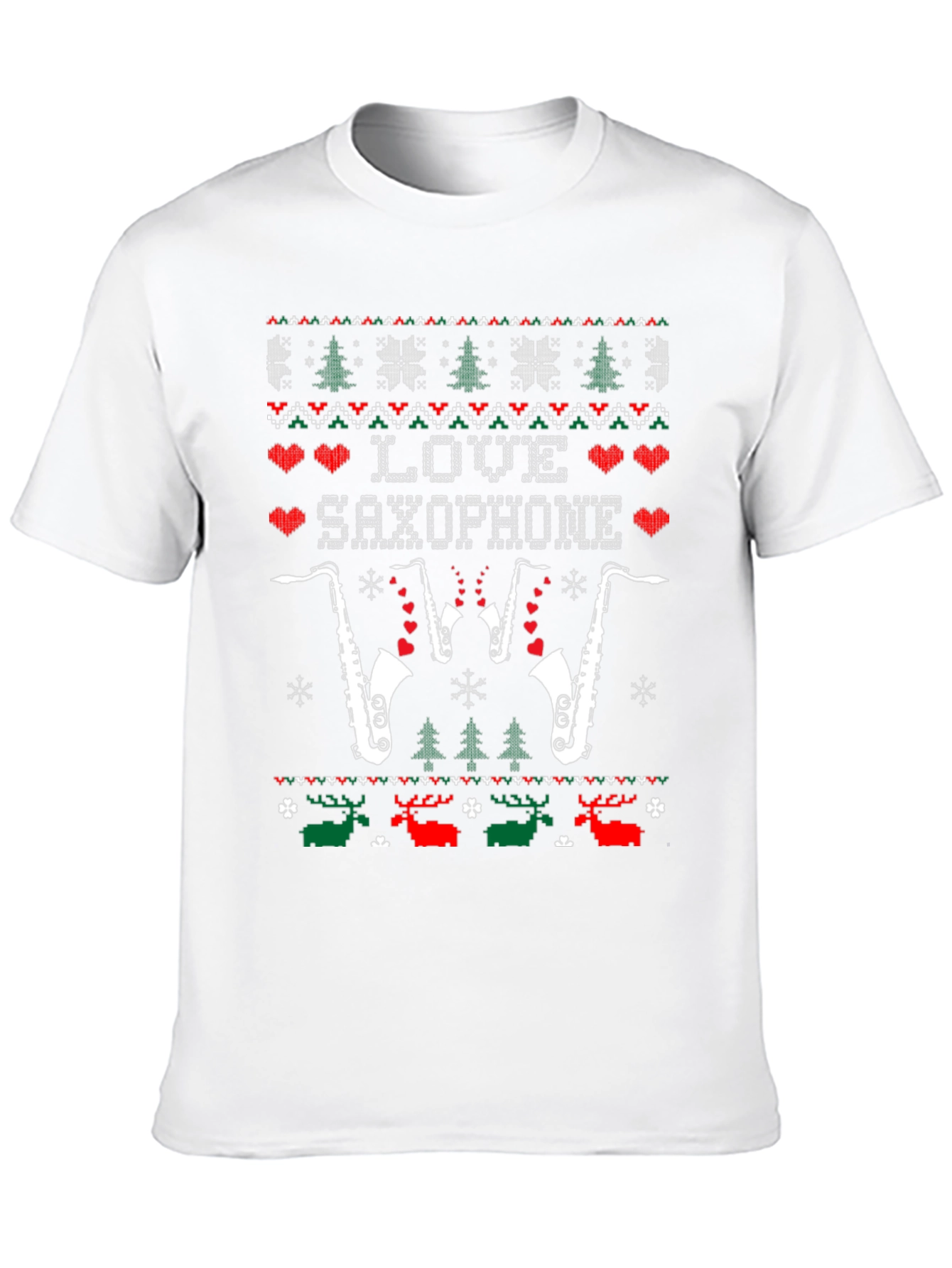 Love Saxophone Ugly Christmas Sweater T-Shirt