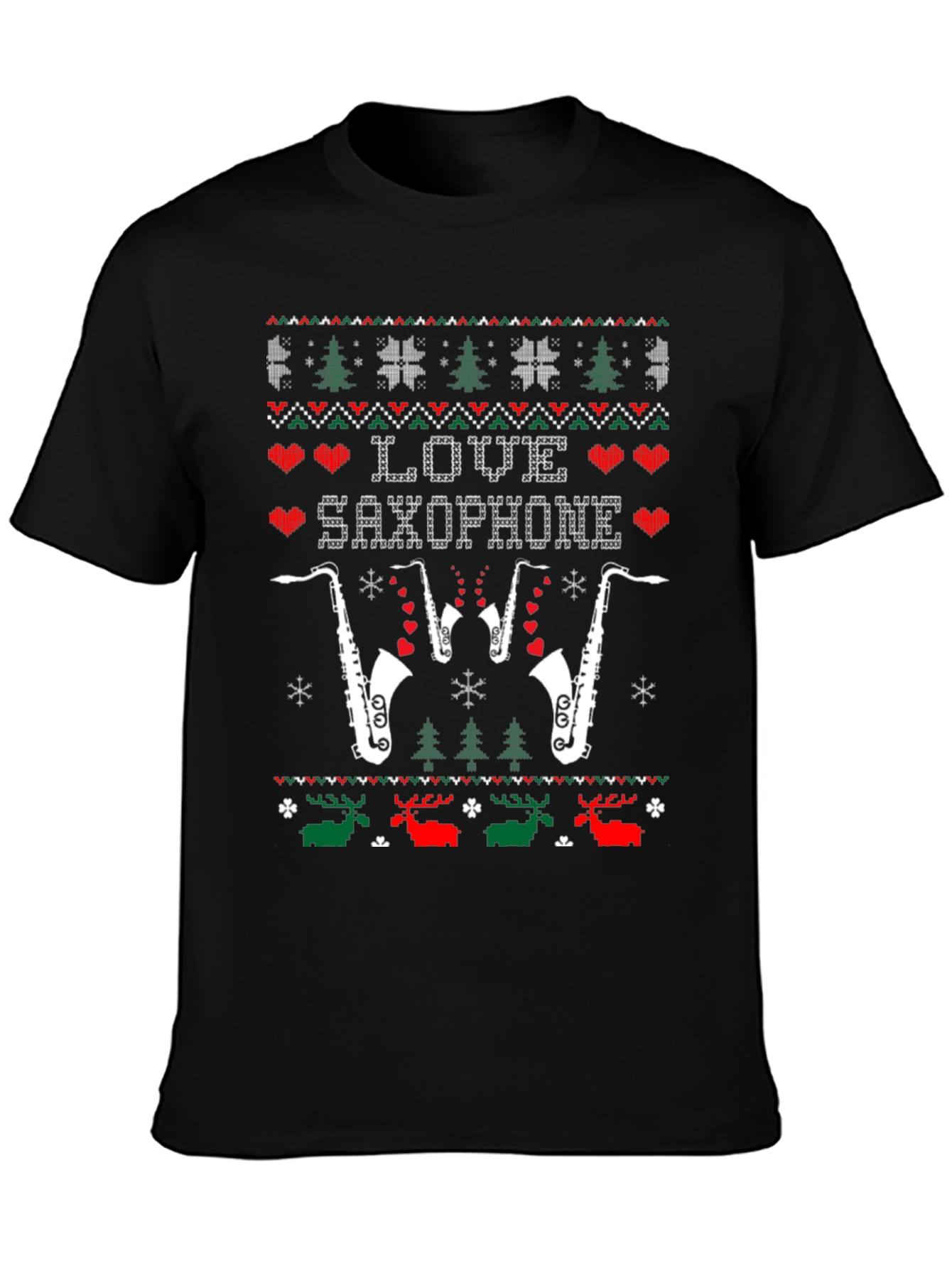 Love Saxophone Ugly Christmas Sweater T-Shirt
