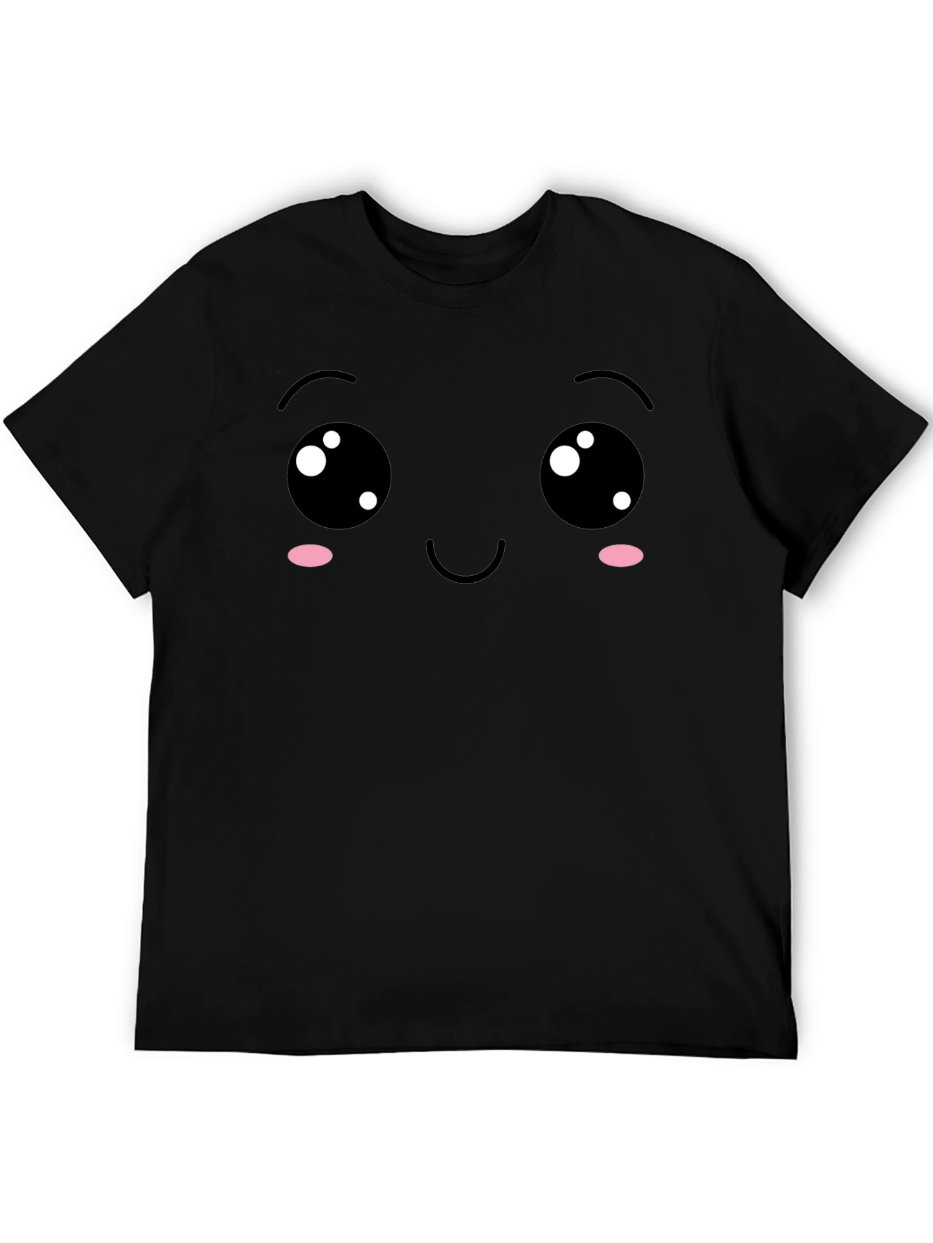 Cute Kawaii Face Black T-Shirt