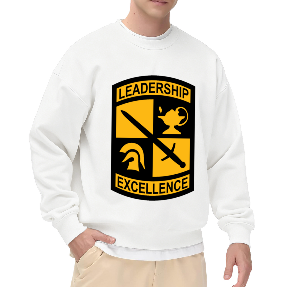 LEADERSHIP - Shield Crest Motivational Graphic ԲÁìÎÀÒÂ | Unisex Pullover Sweatshirt
