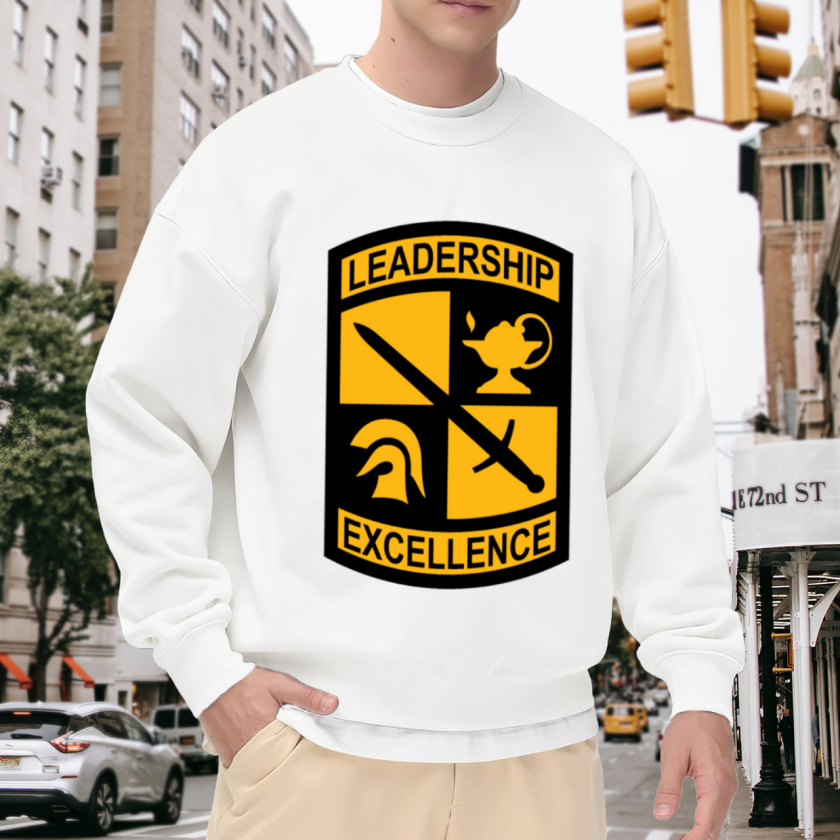 LEADERSHIP - Shield Crest Motivational Graphic ԲÁìÎÀÒÂ | Unisex Pullover Sweatshirt