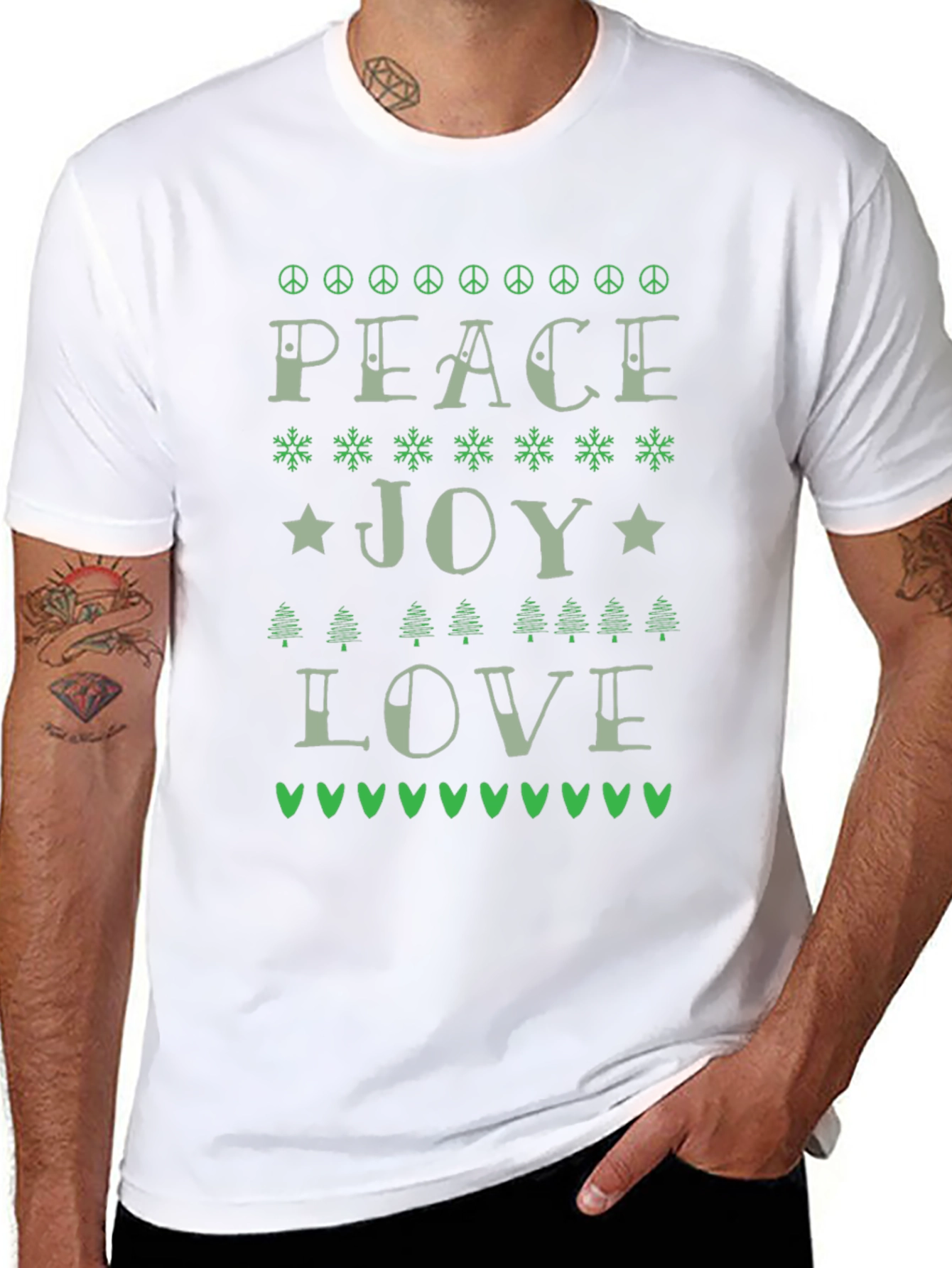 Peace Joy Love Christmas T-Shirt Holiday Graphic Tee