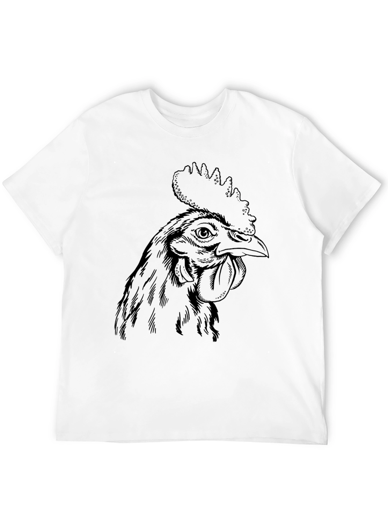Rooster Graphic Tee - Black Cotton T-Shirt