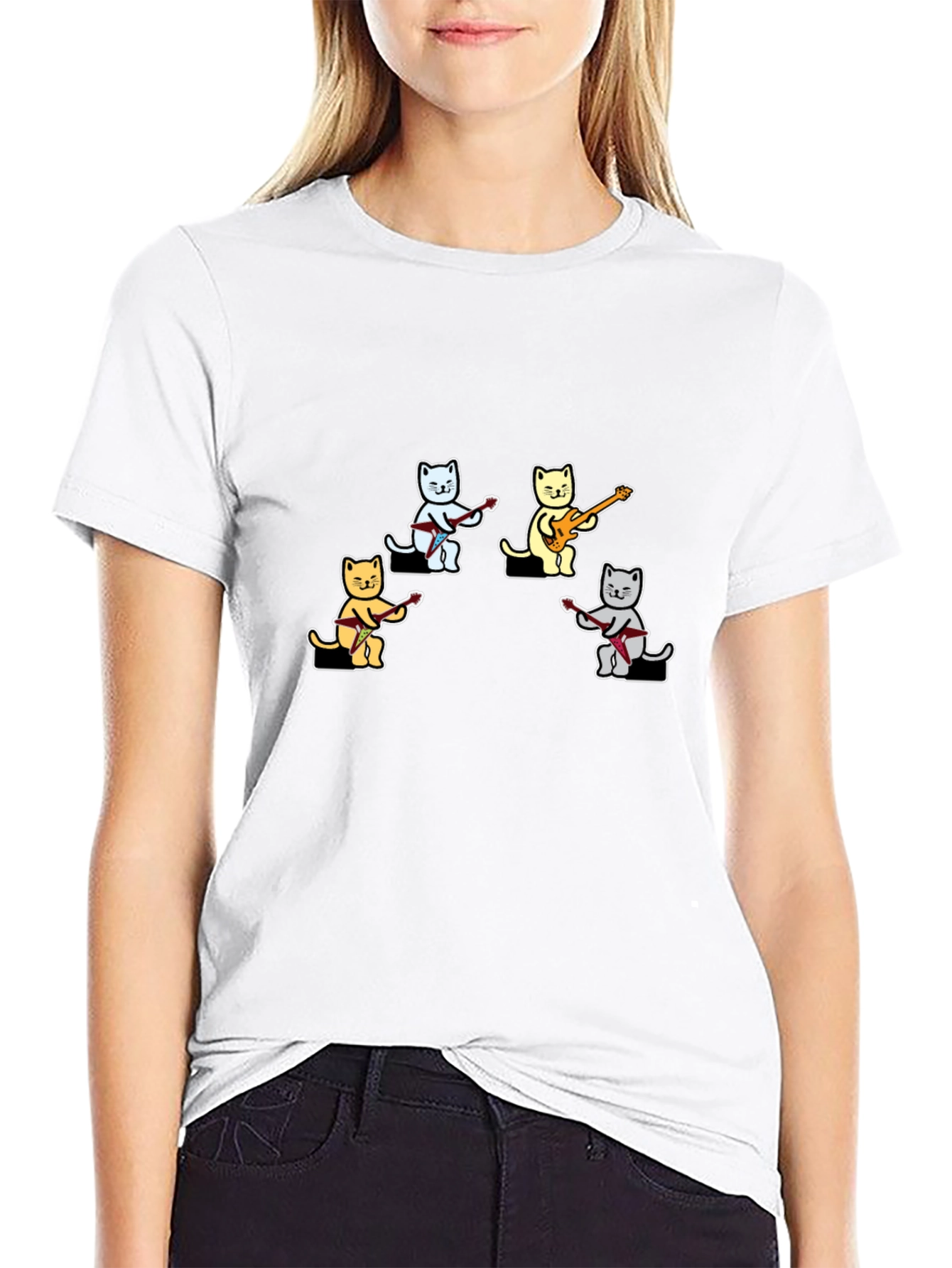 Cat Band Graphic T-Shirt - Cool Music Lover Tee