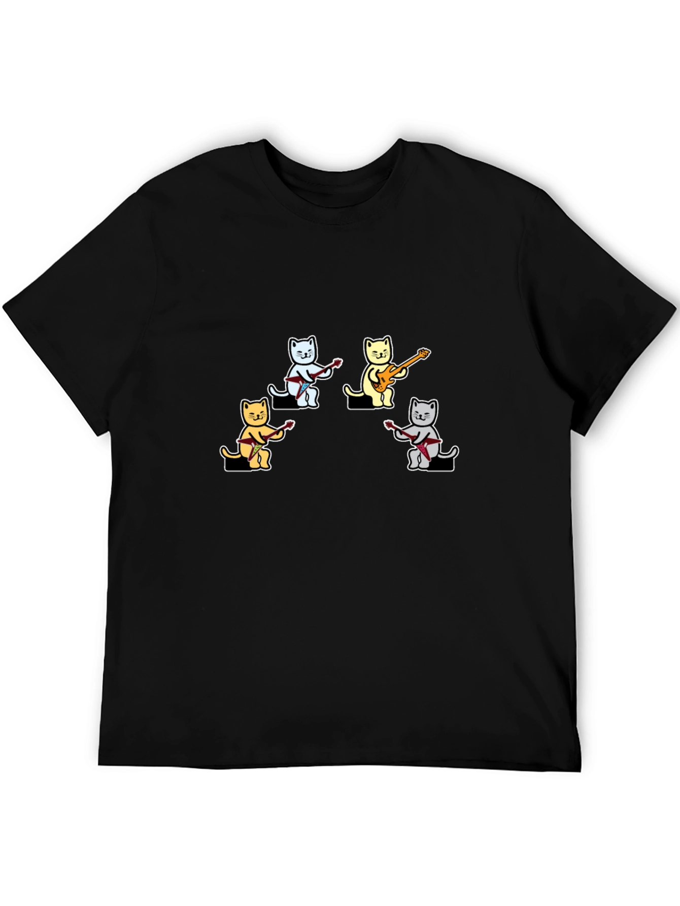 Cat Band Graphic T-Shirt - Cool Music Lover Tee