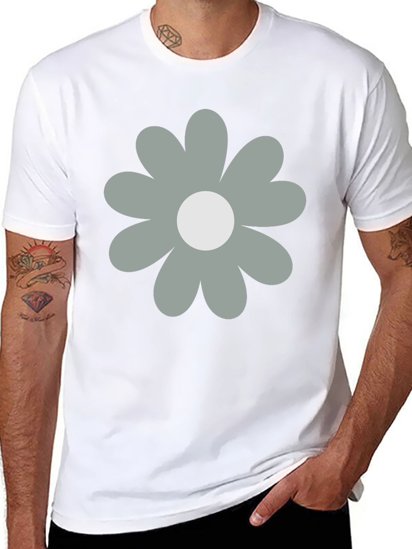 Retro Flower Graphic Black T-Shirt