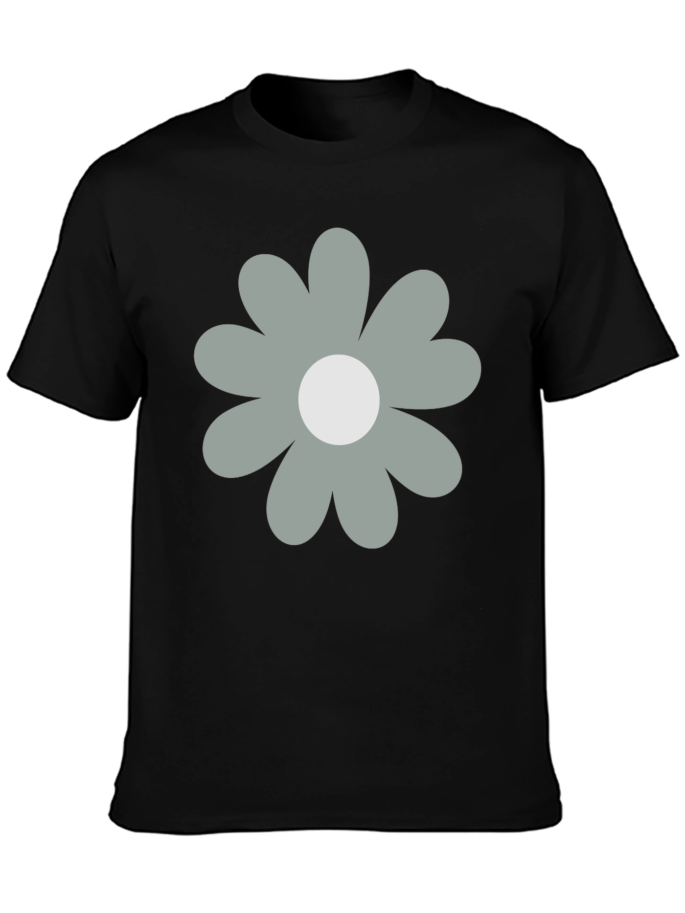Retro Flower Graphic Black T-Shirt