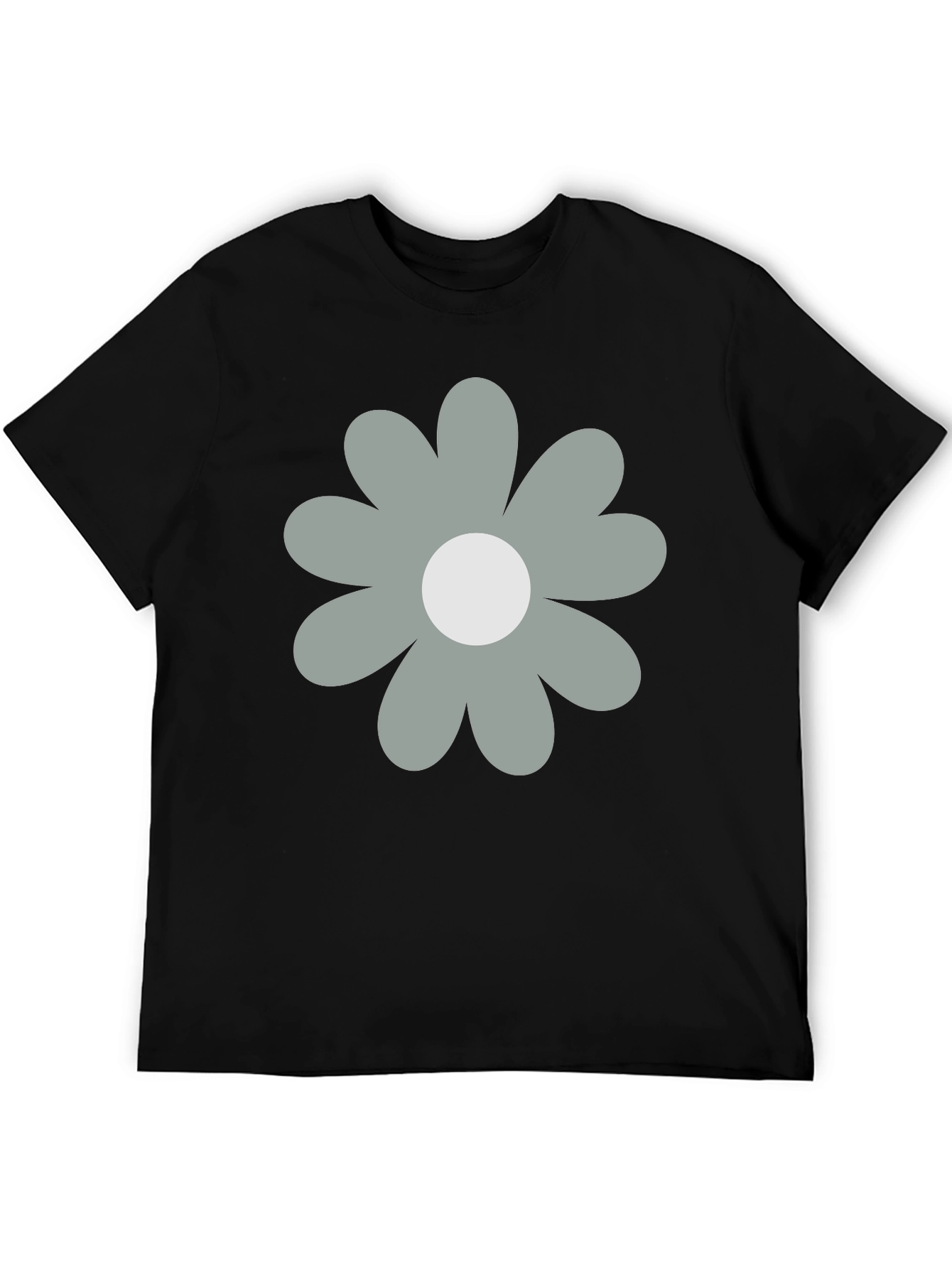 Retro Flower Graphic Black T-Shirt