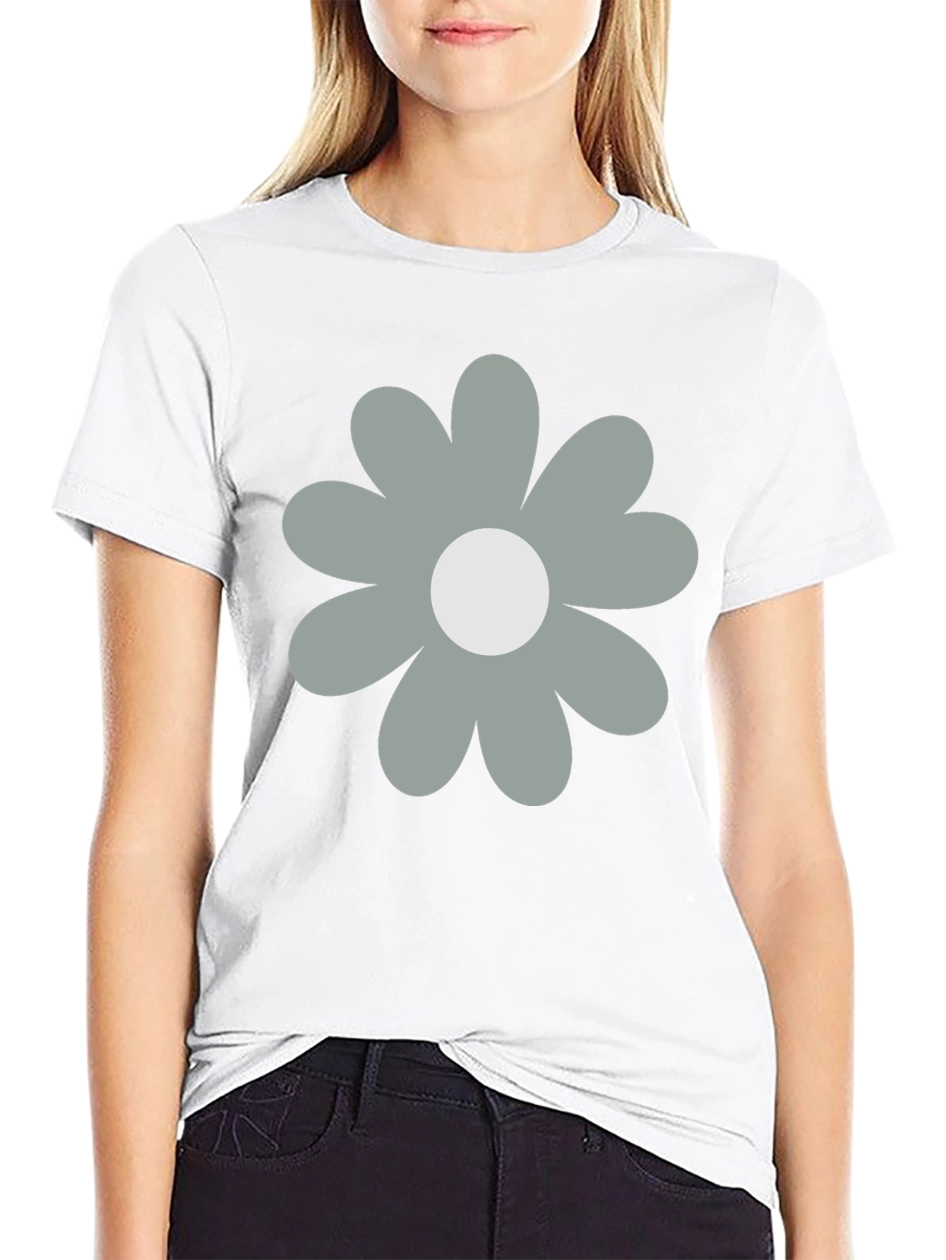 Retro Flower Graphic Black T-Shirt
