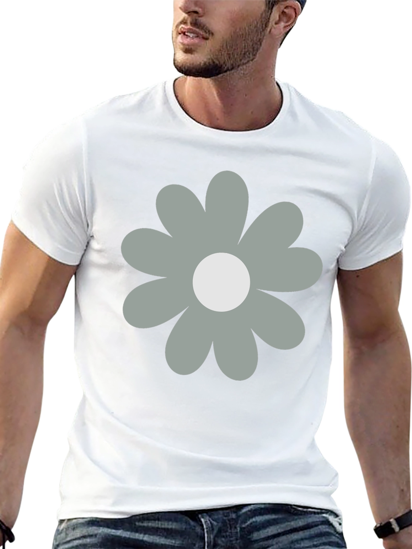 Retro Flower Graphic Black T-Shirt