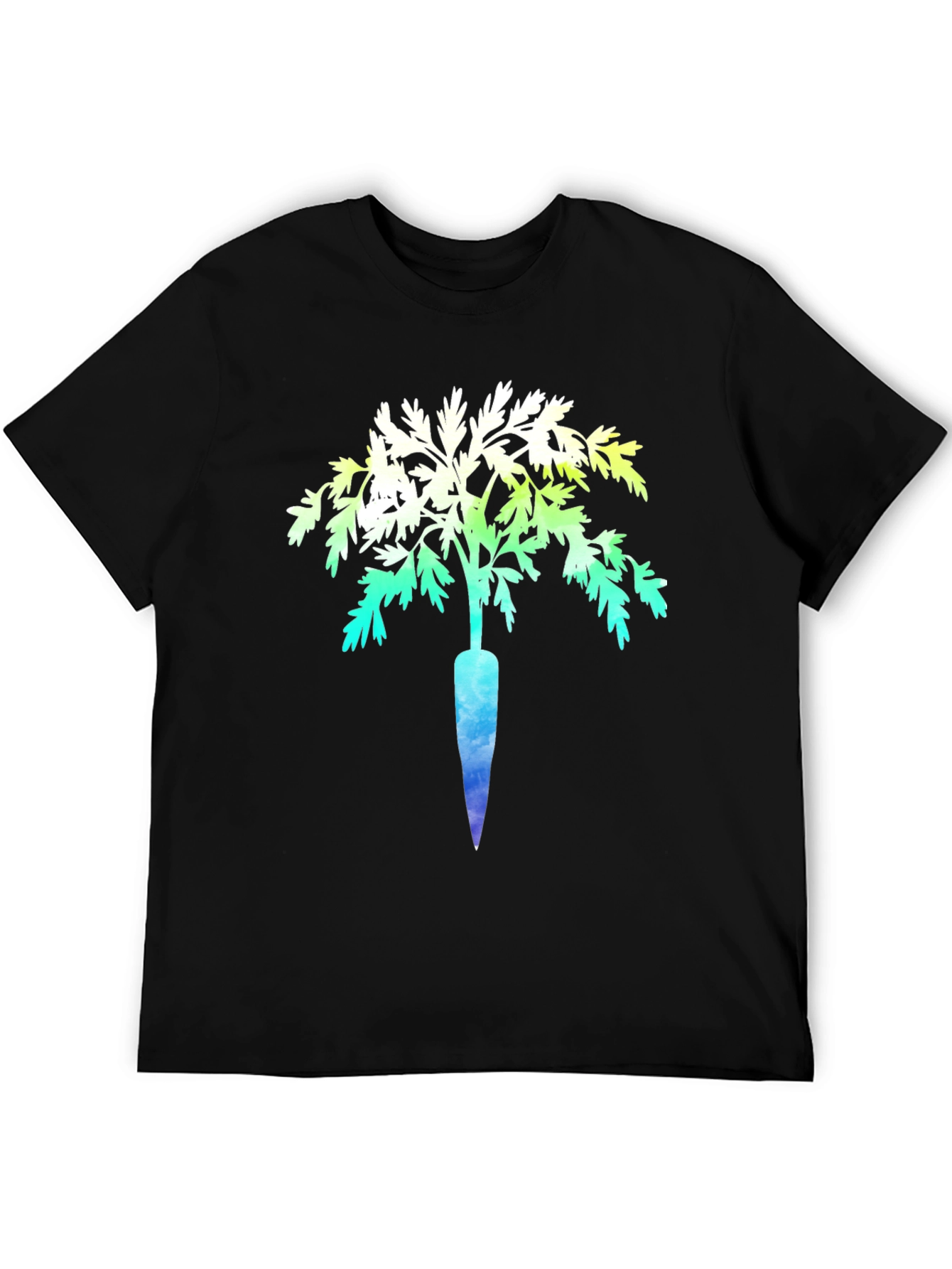Unique Carrot Tree Graphic Print Black T-Shirt