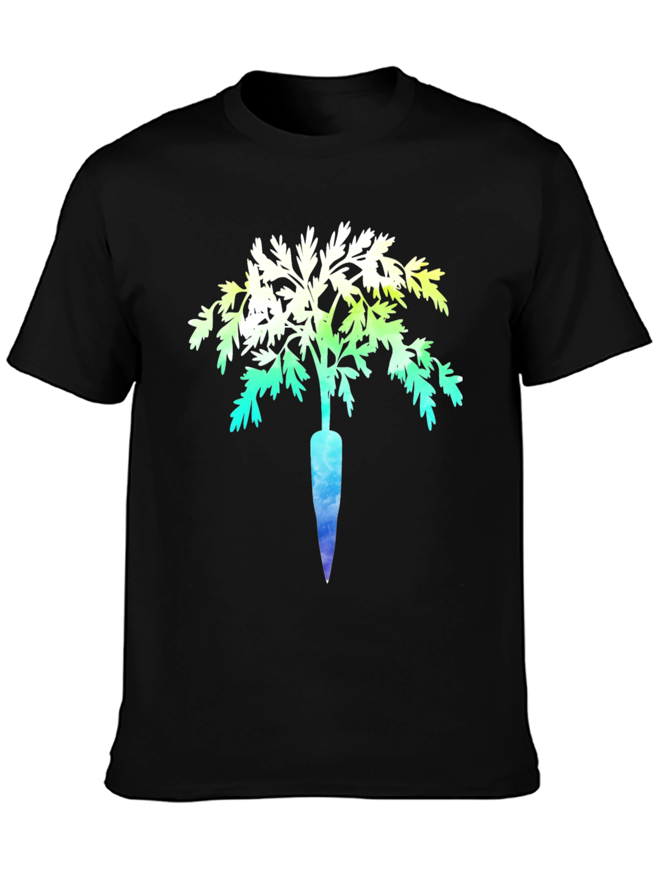 Unique Carrot Tree Graphic Print Black T-Shirt