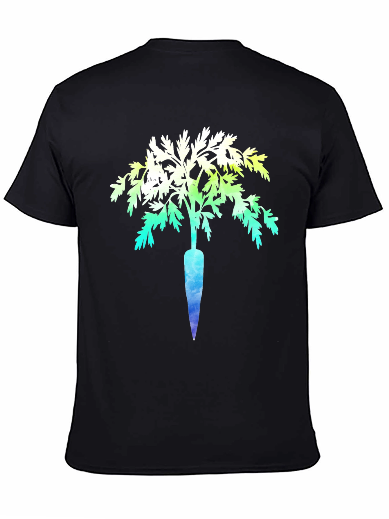 Unique Carrot Tree Graphic Print Black T-Shirt