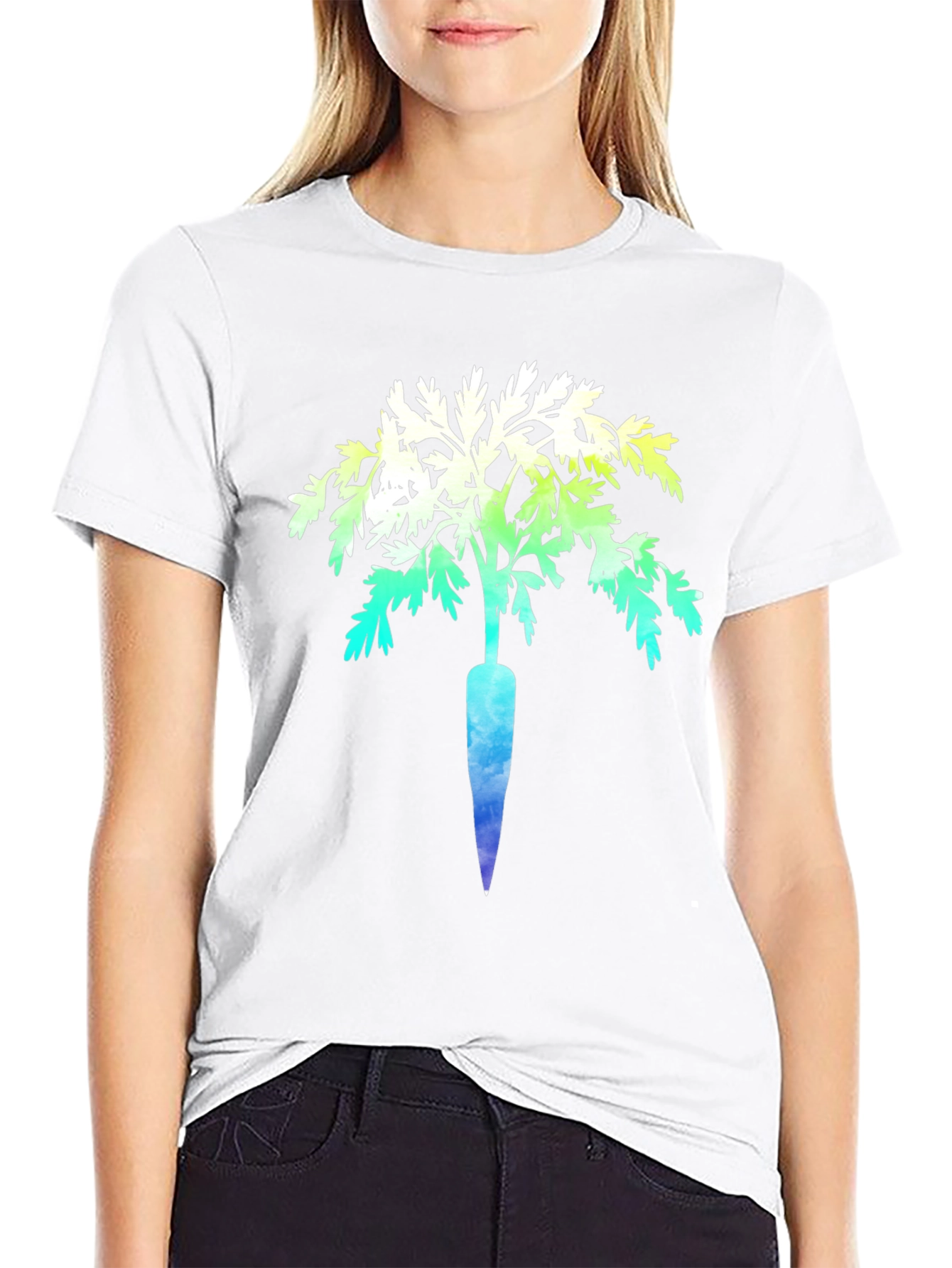 Unique Carrot Tree Graphic Print Black T-Shirt