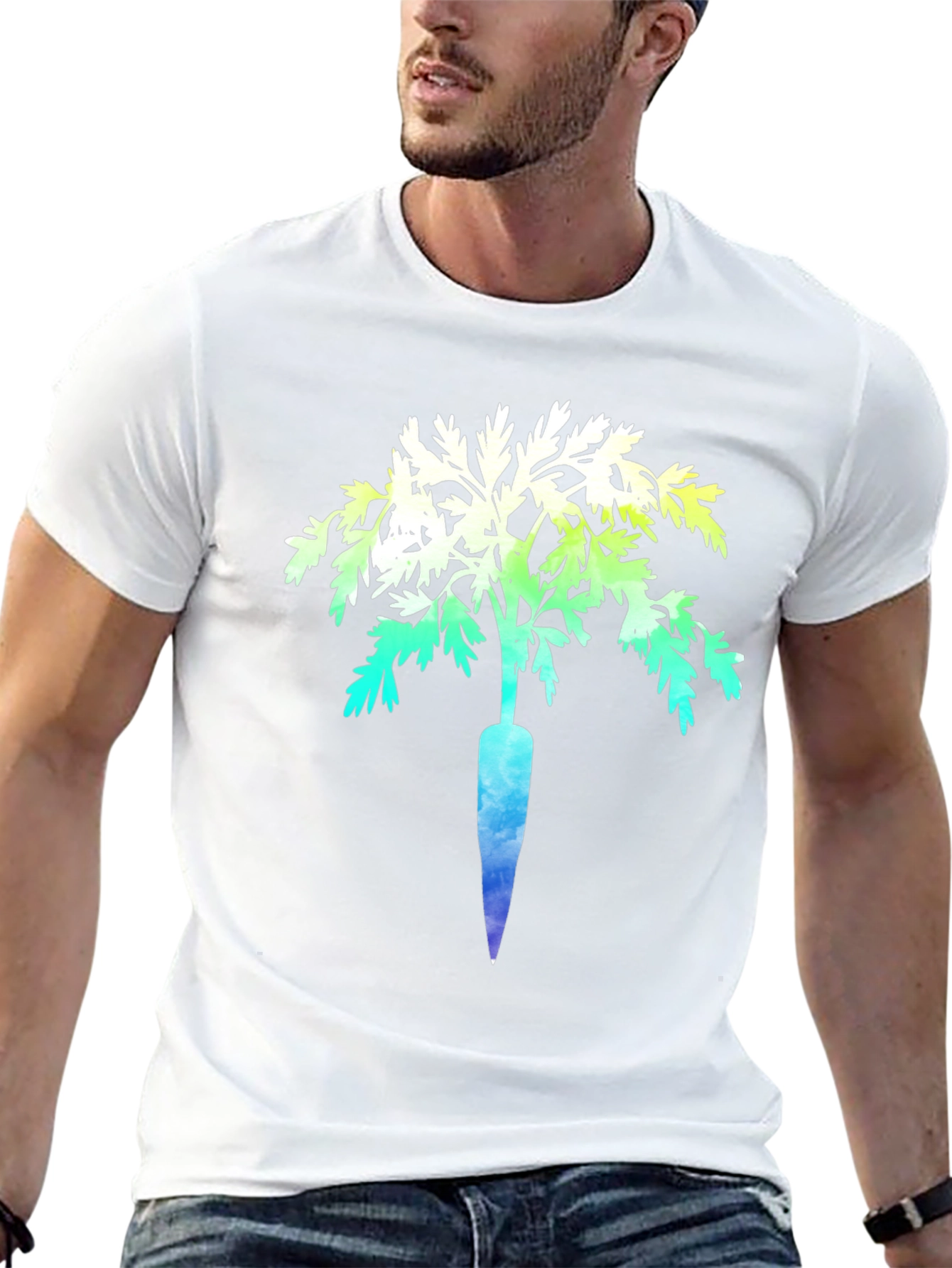 Unique Carrot Tree Graphic Print Black T-Shirt