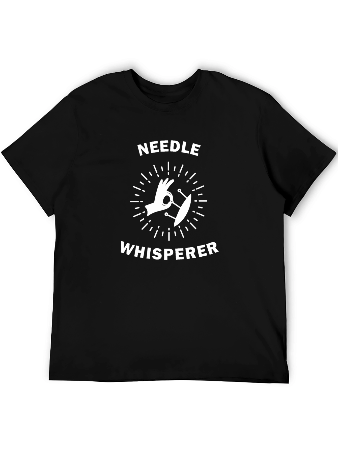 Needle Whisperer Black Cotton T-Shirt