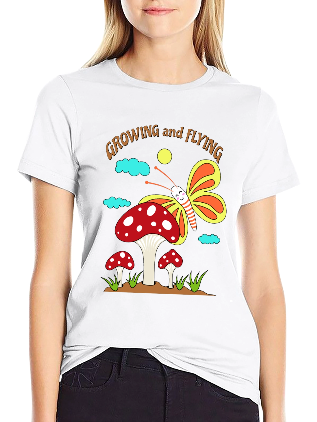 Growing and Flying Mushroom Butterfly T-Shirt