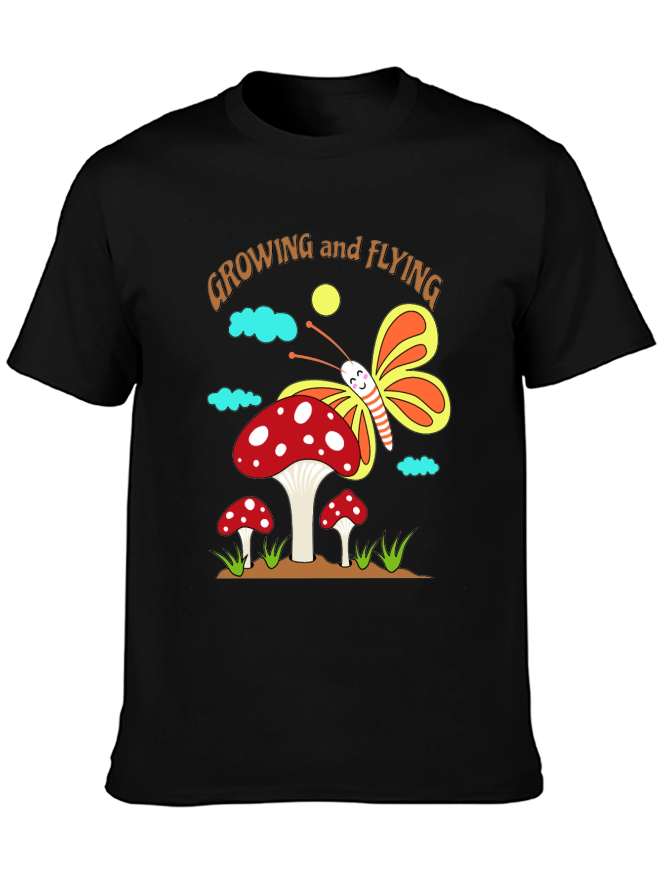 Growing and Flying Mushroom Butterfly T-Shirt
