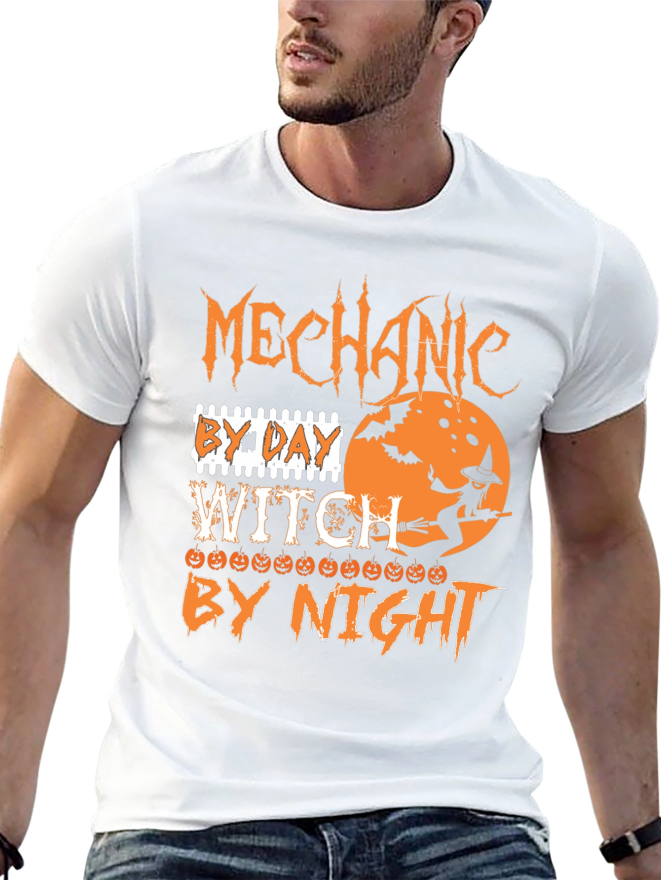 Mechanic By Day Witch By Night Halloween T-Shirt
