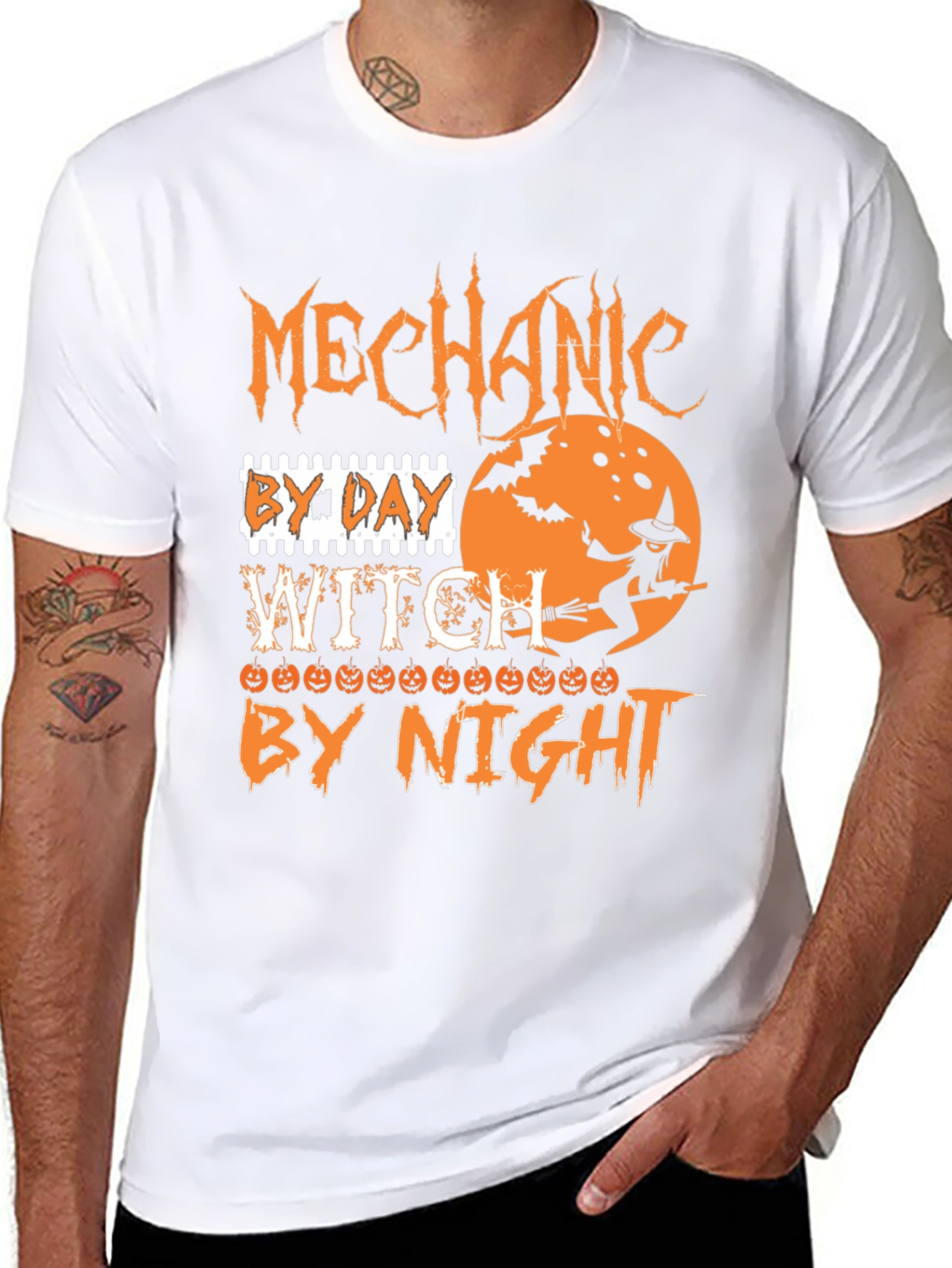 Mechanic By Day Witch By Night Halloween T-Shirt