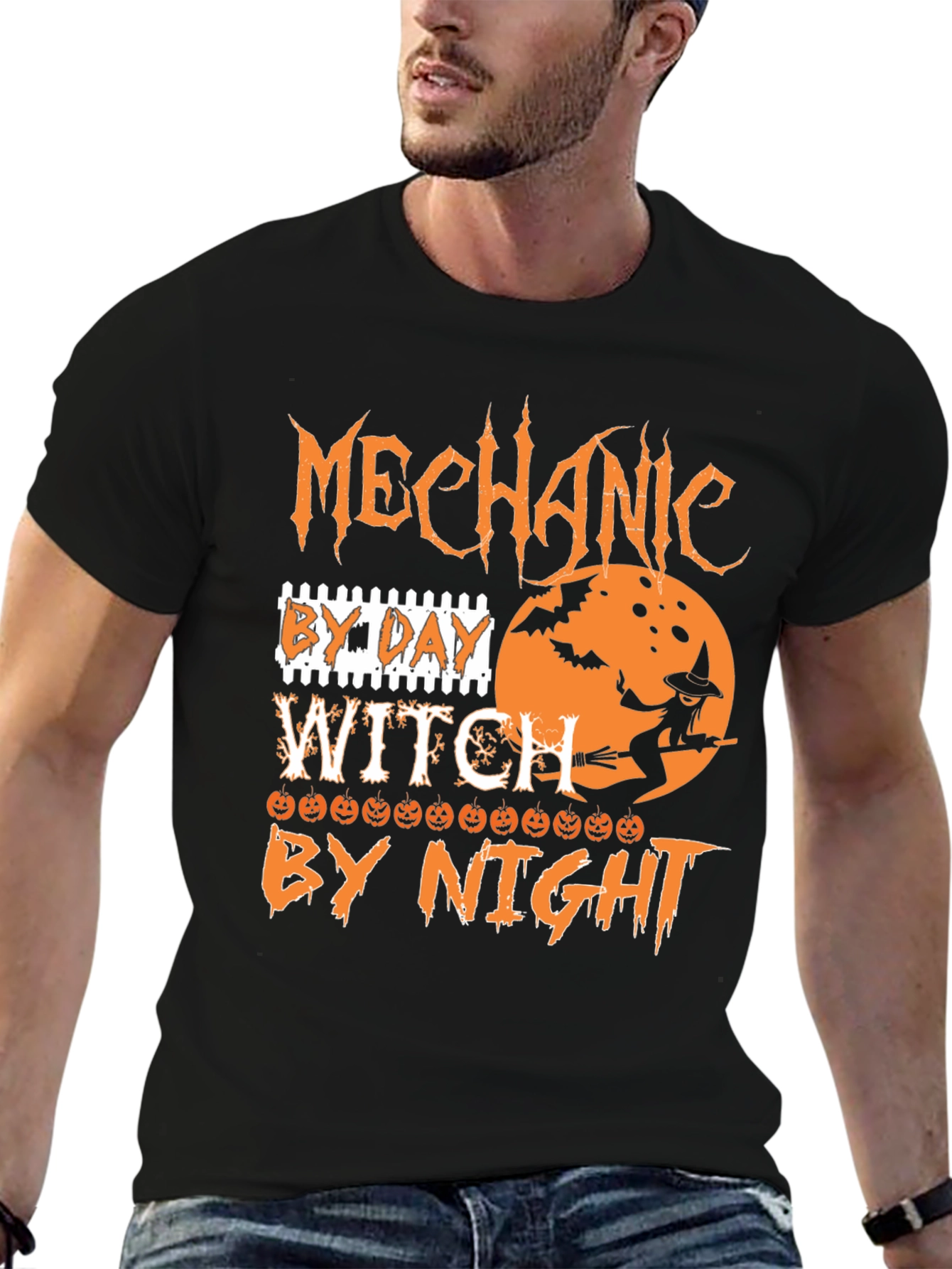 Mechanic By Day Witch By Night Halloween T-Shirt