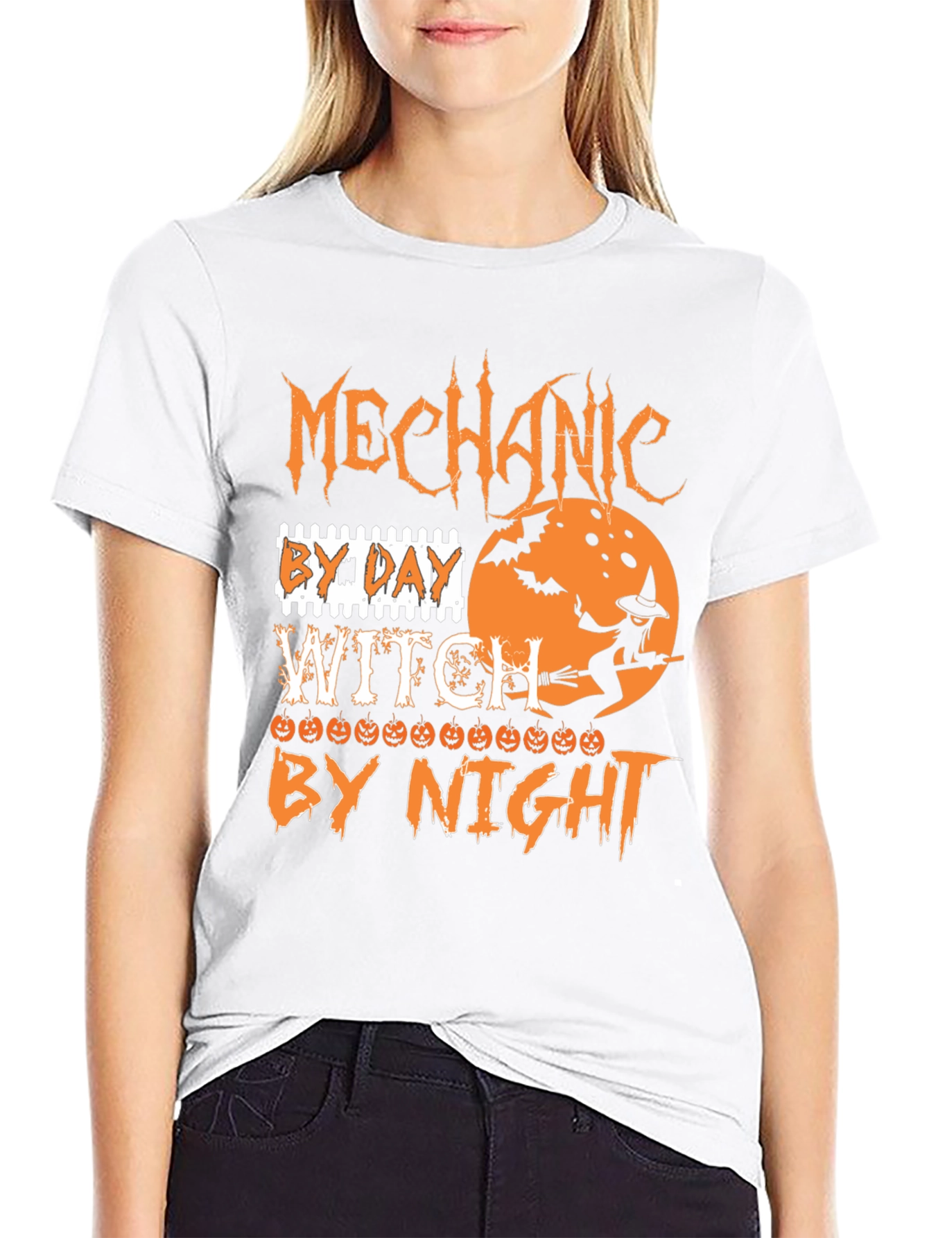 Mechanic By Day Witch By Night Halloween T-Shirt