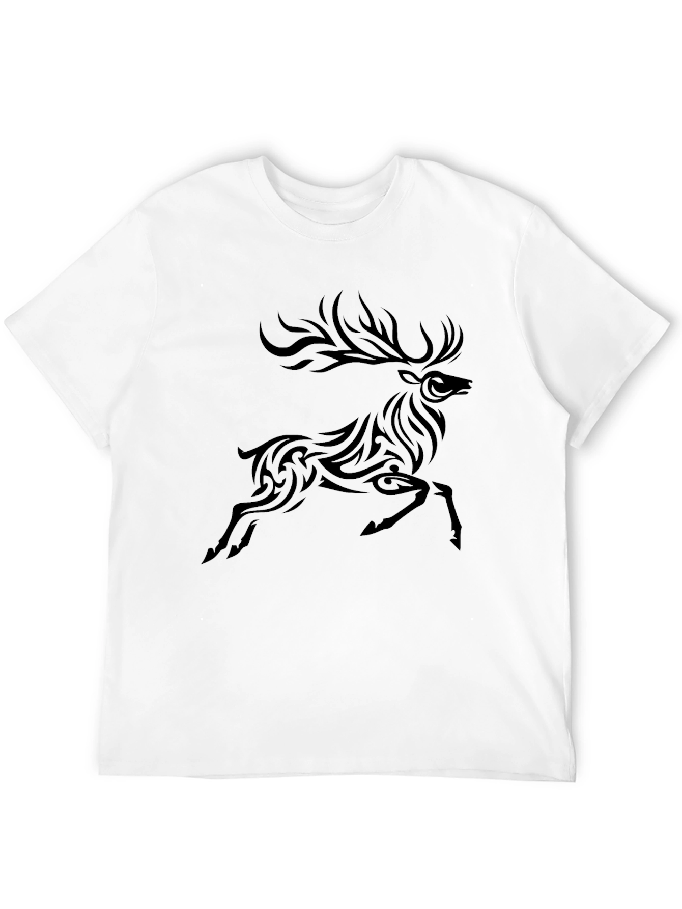 Tribal Deer Graphic Black T-Shirt