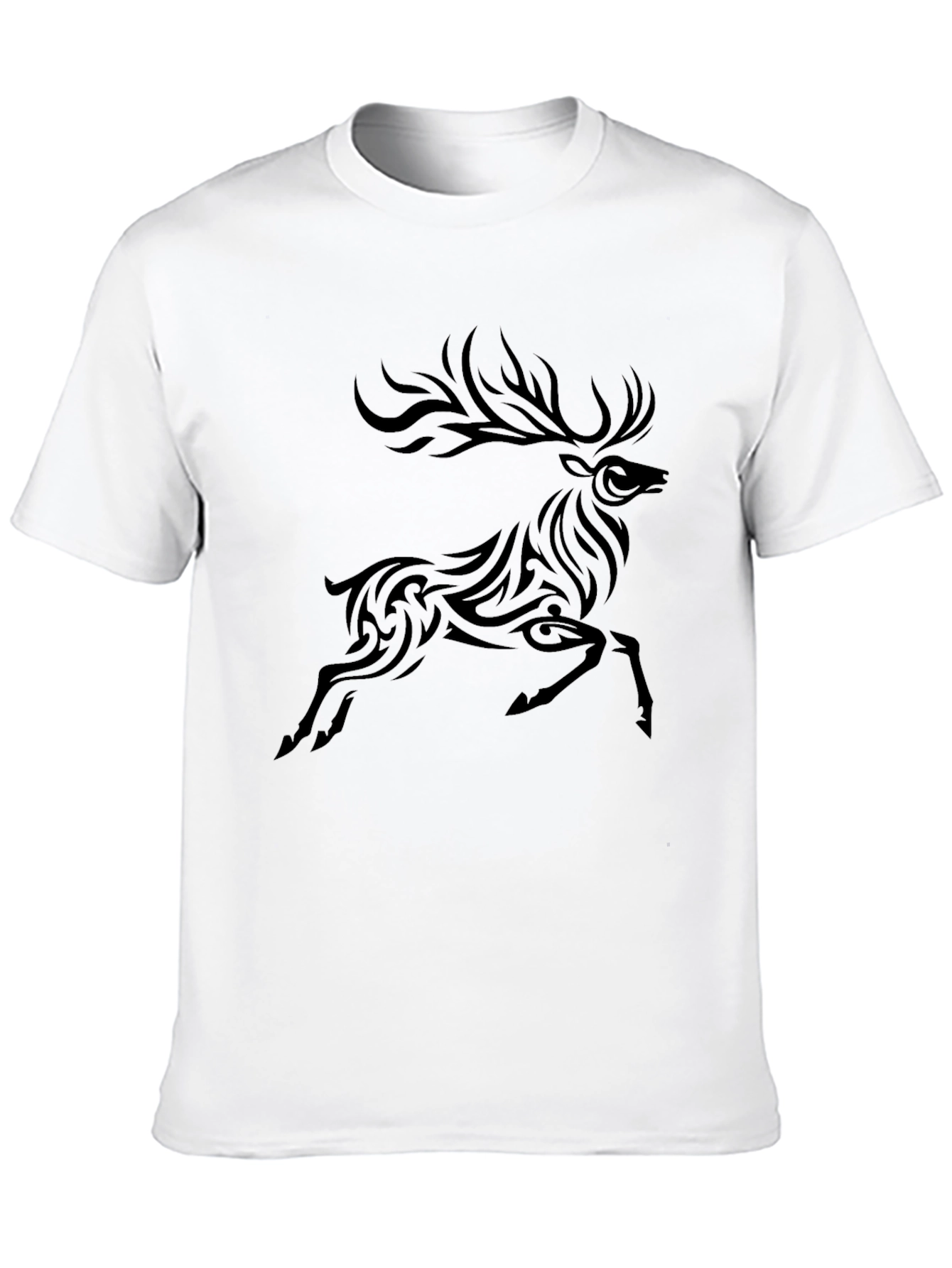 Tribal Deer Graphic Black T-Shirt