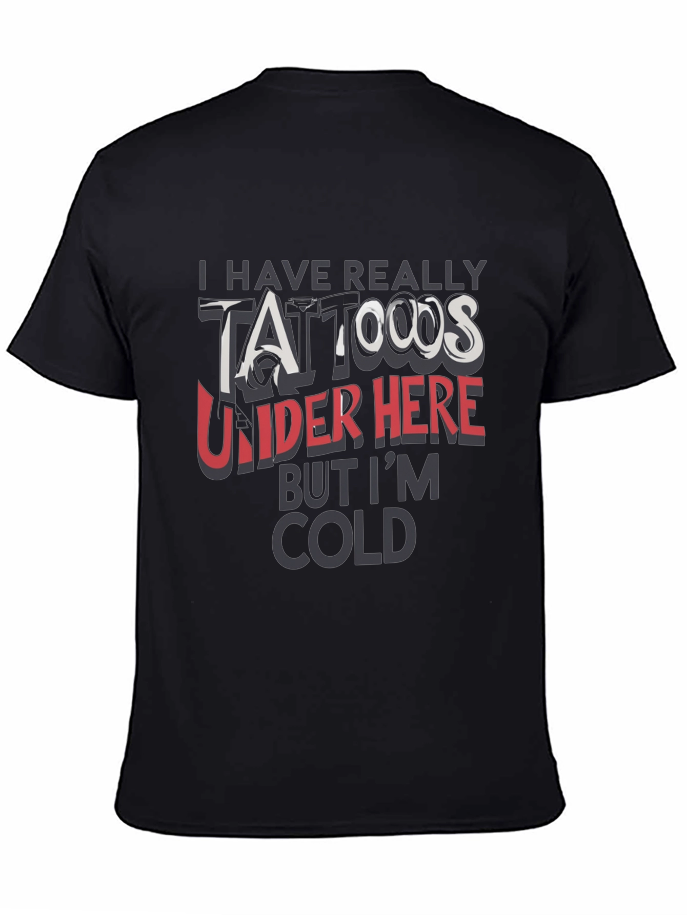 Funny Tattoo Graphic Print Black T-Shirt
