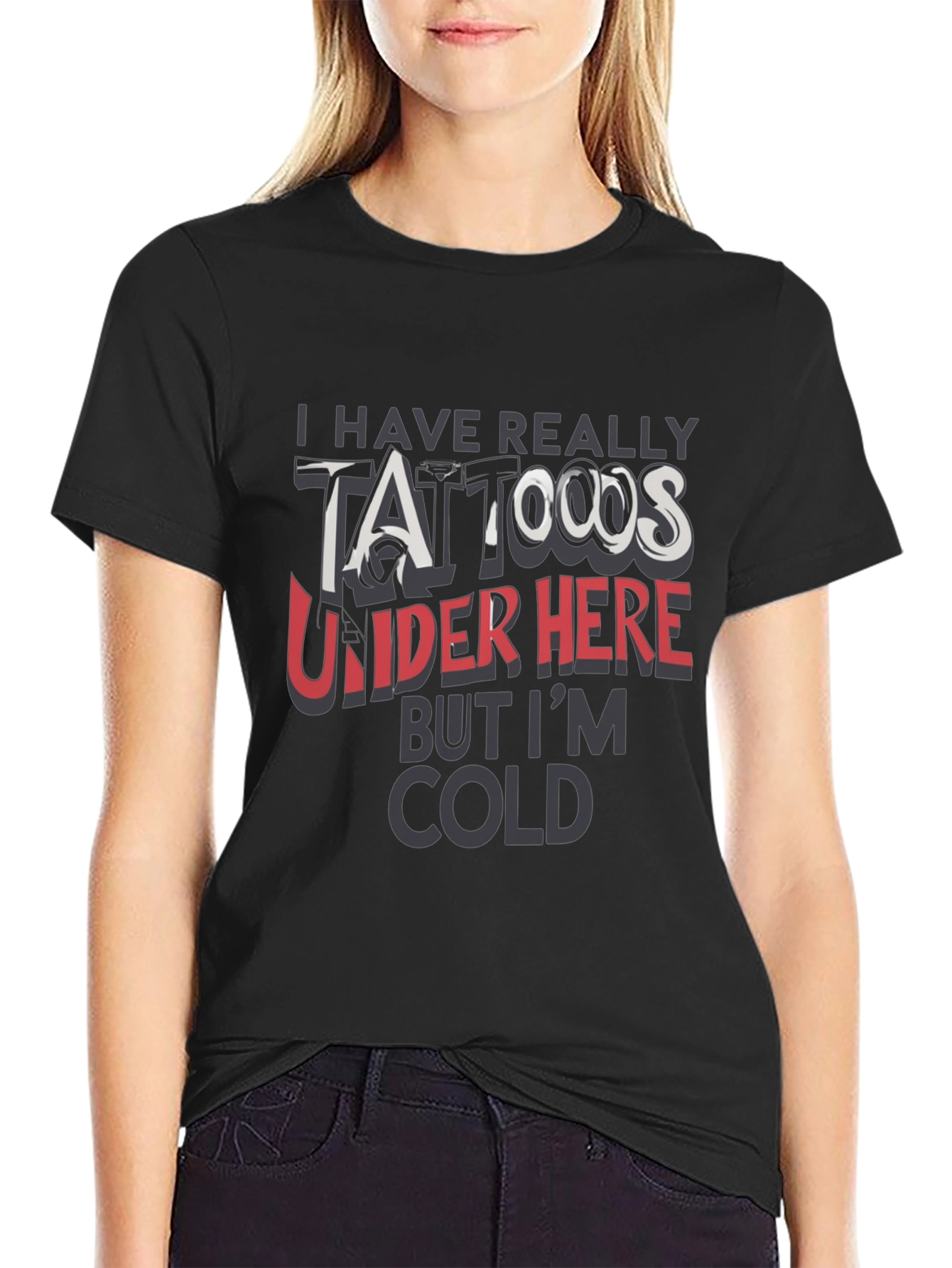 Funny Tattoo Graphic Print Black T-Shirt