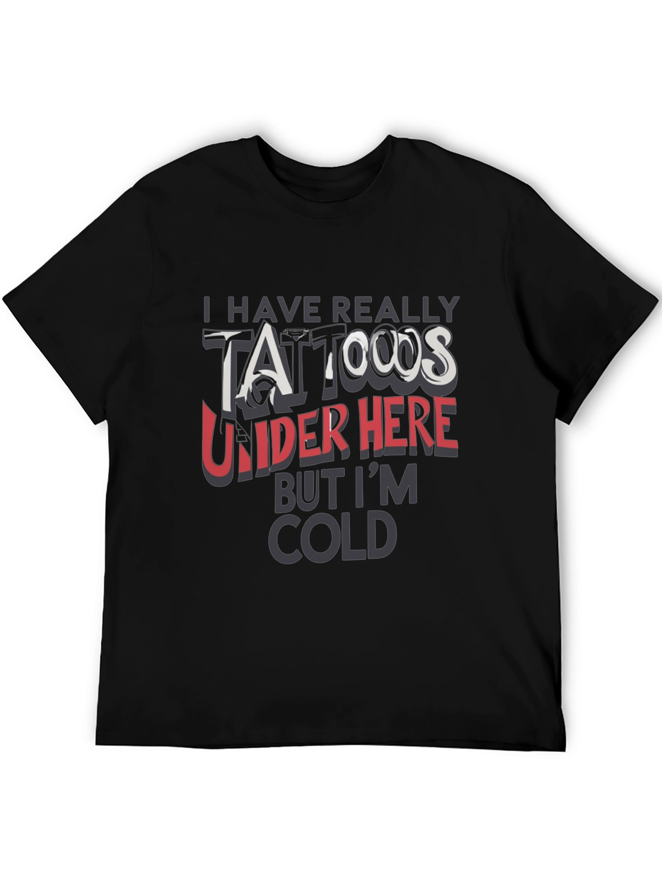 Funny Tattoo Graphic Print Black T-Shirt
