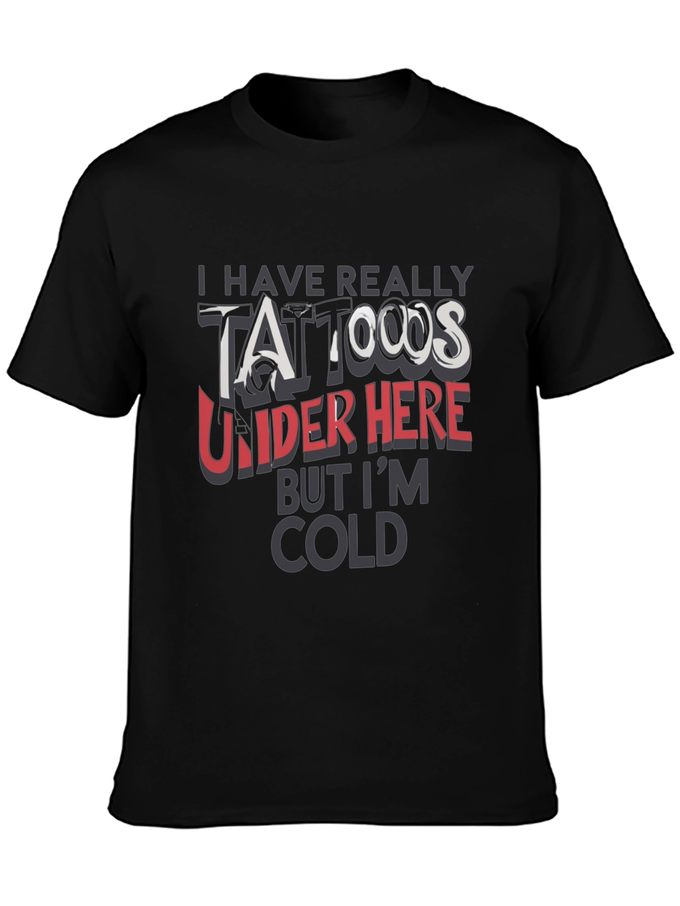 Funny Tattoo Graphic Print Black T-Shirt