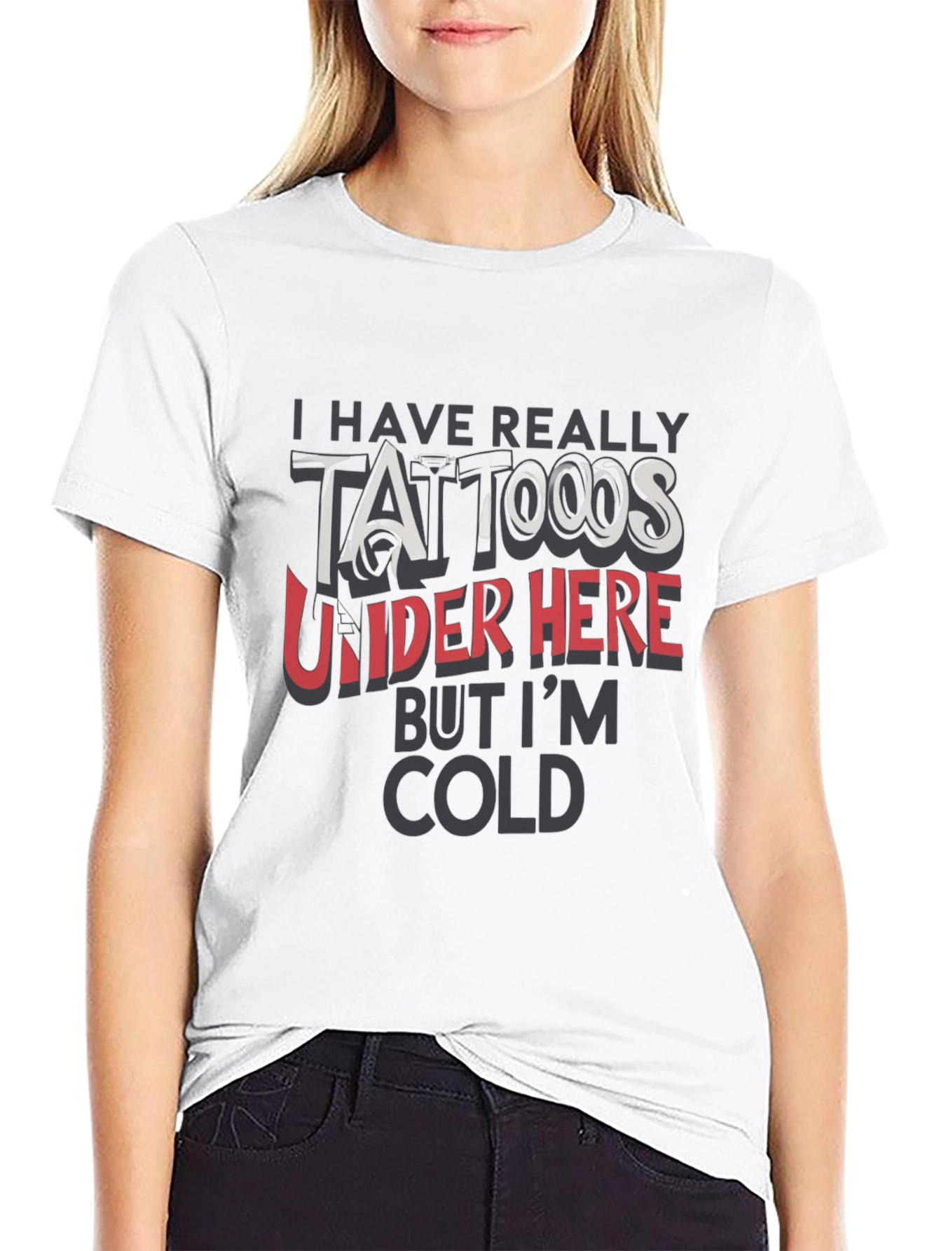 Funny Tattoo Graphic Print Black T-Shirt