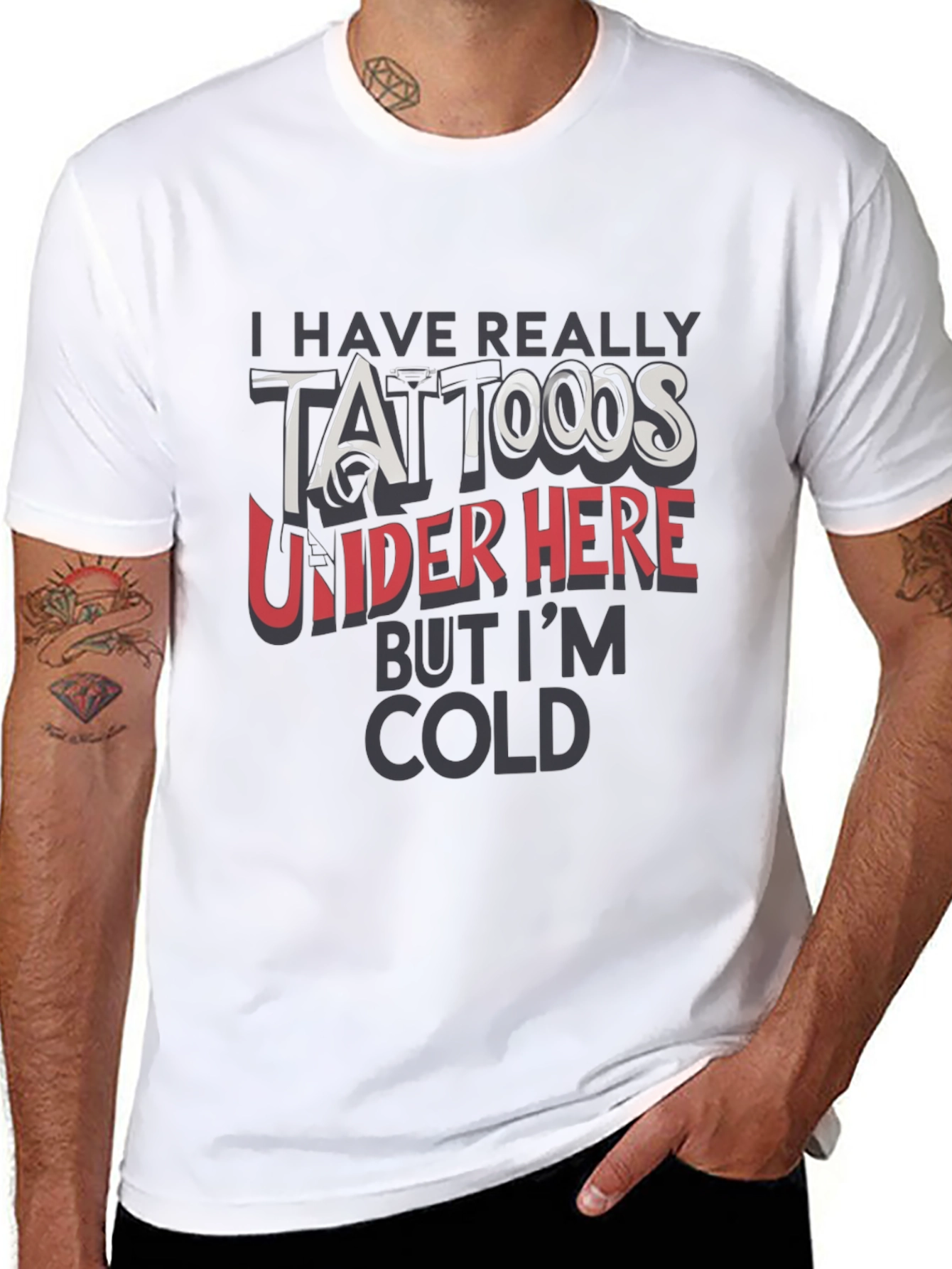 Funny Tattoo Graphic Print Black T-Shirt