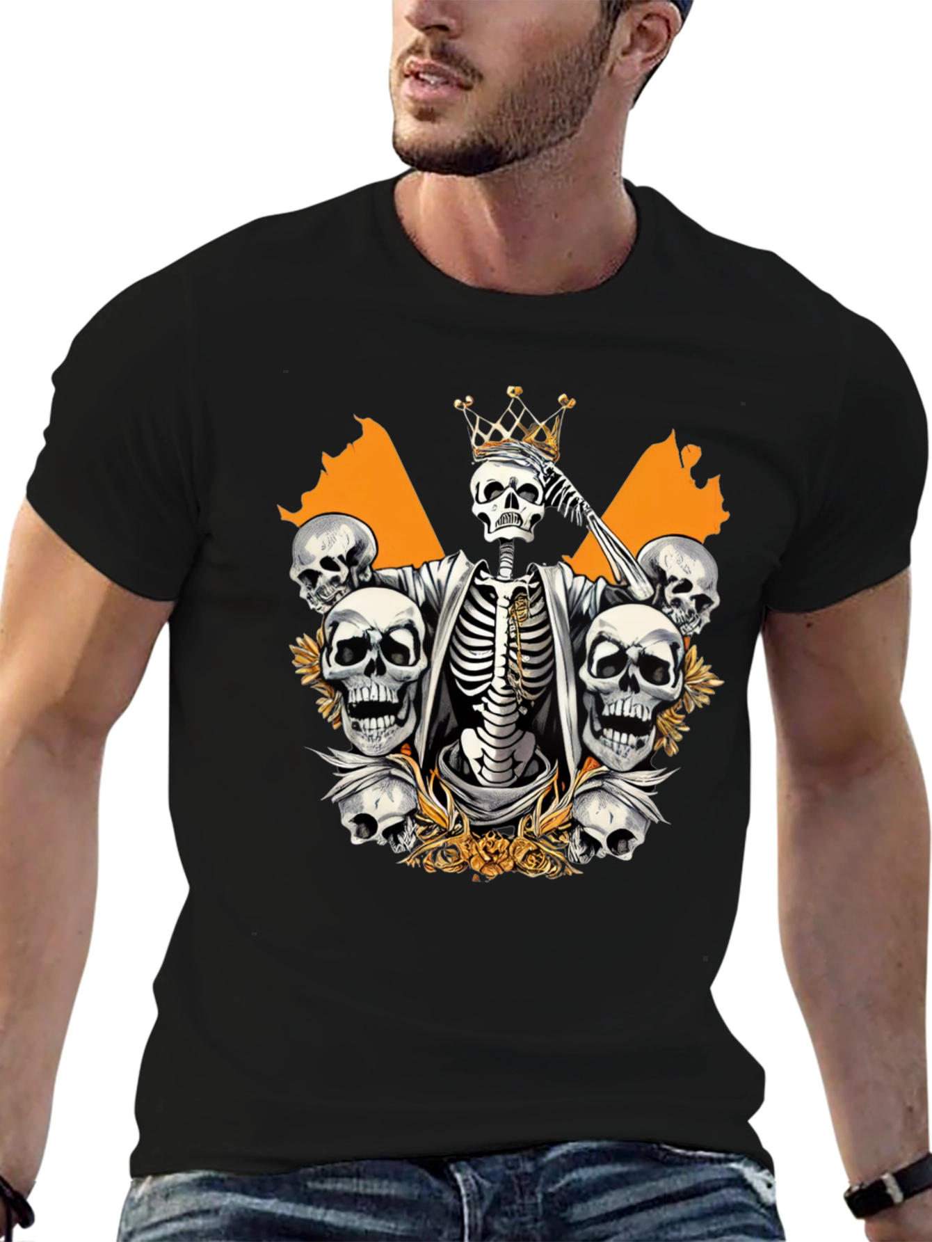 Skull King Graphic Tee - Black Cotton T-Shirt