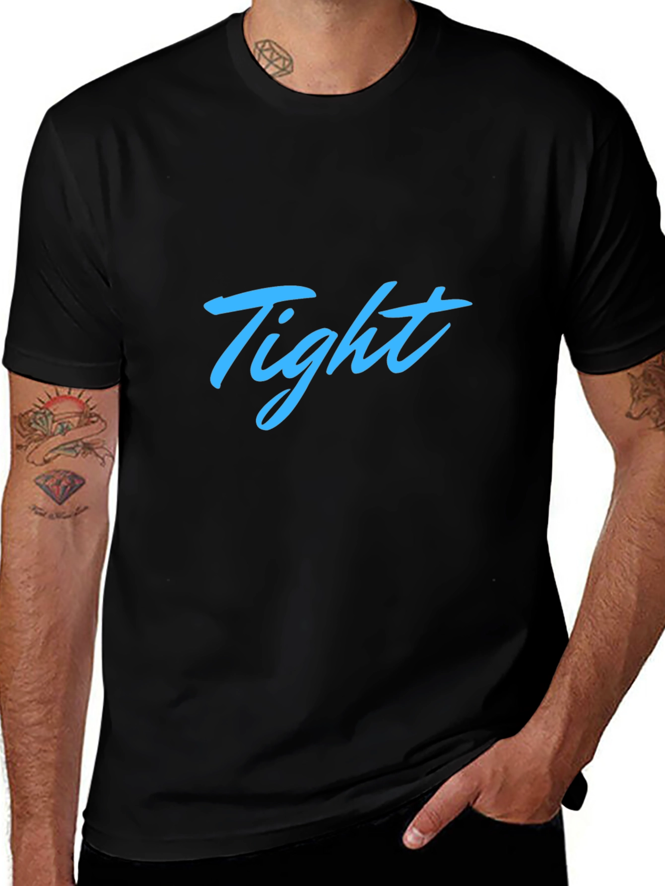 Mens Black Tight Graphic T-Shirt