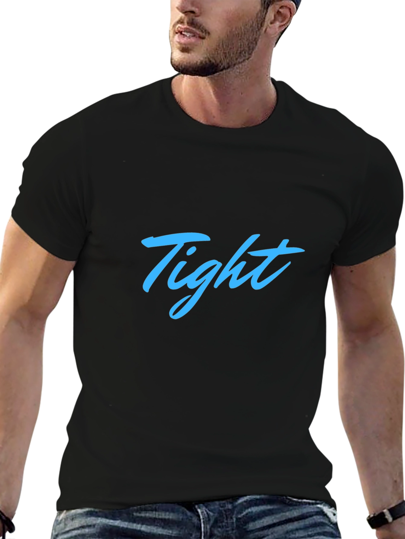 Mens Black Tight Graphic T-Shirt