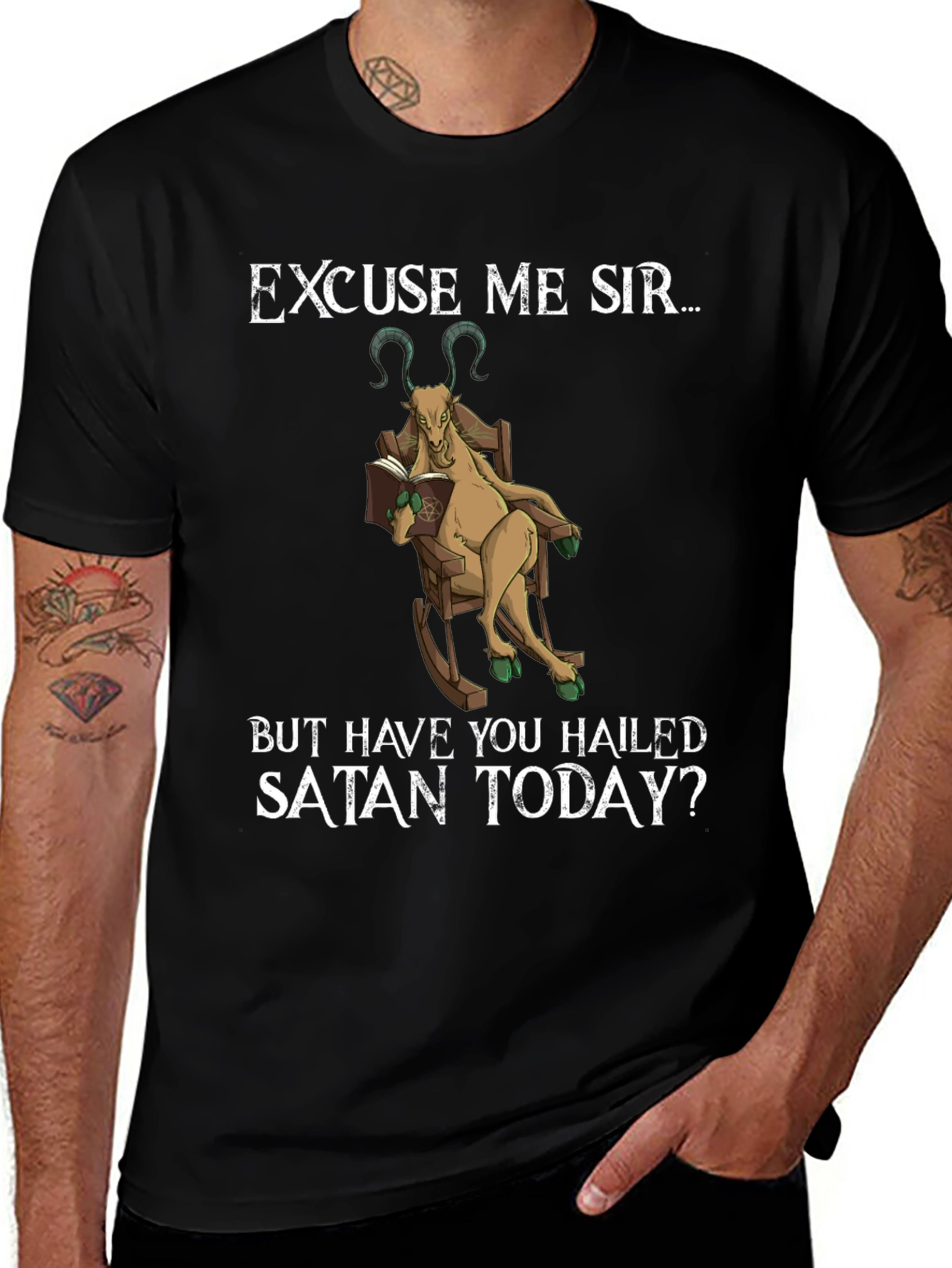 Excuse Me Sir Satan Goat Tee