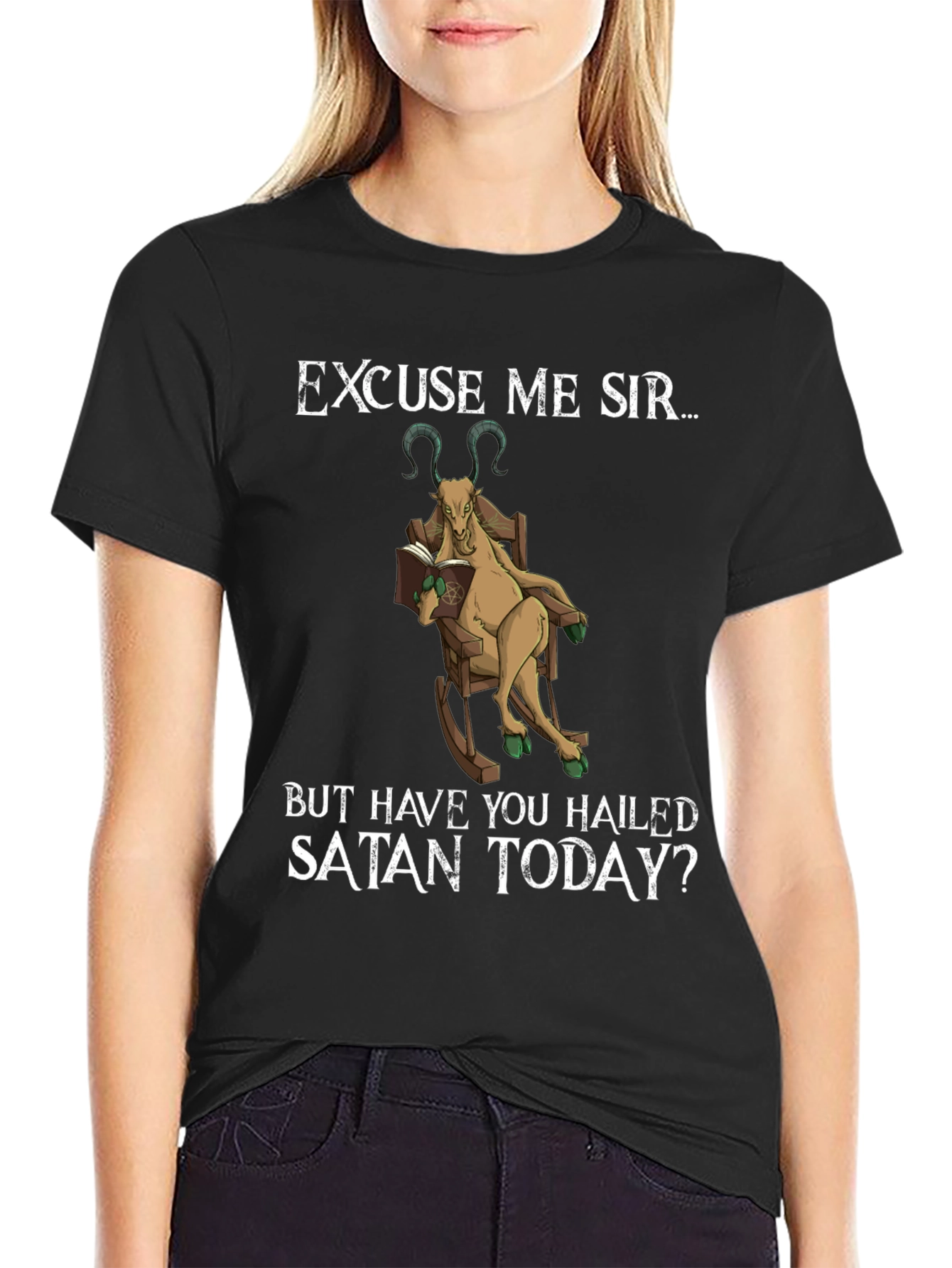 Excuse Me Sir Satan Goat Tee